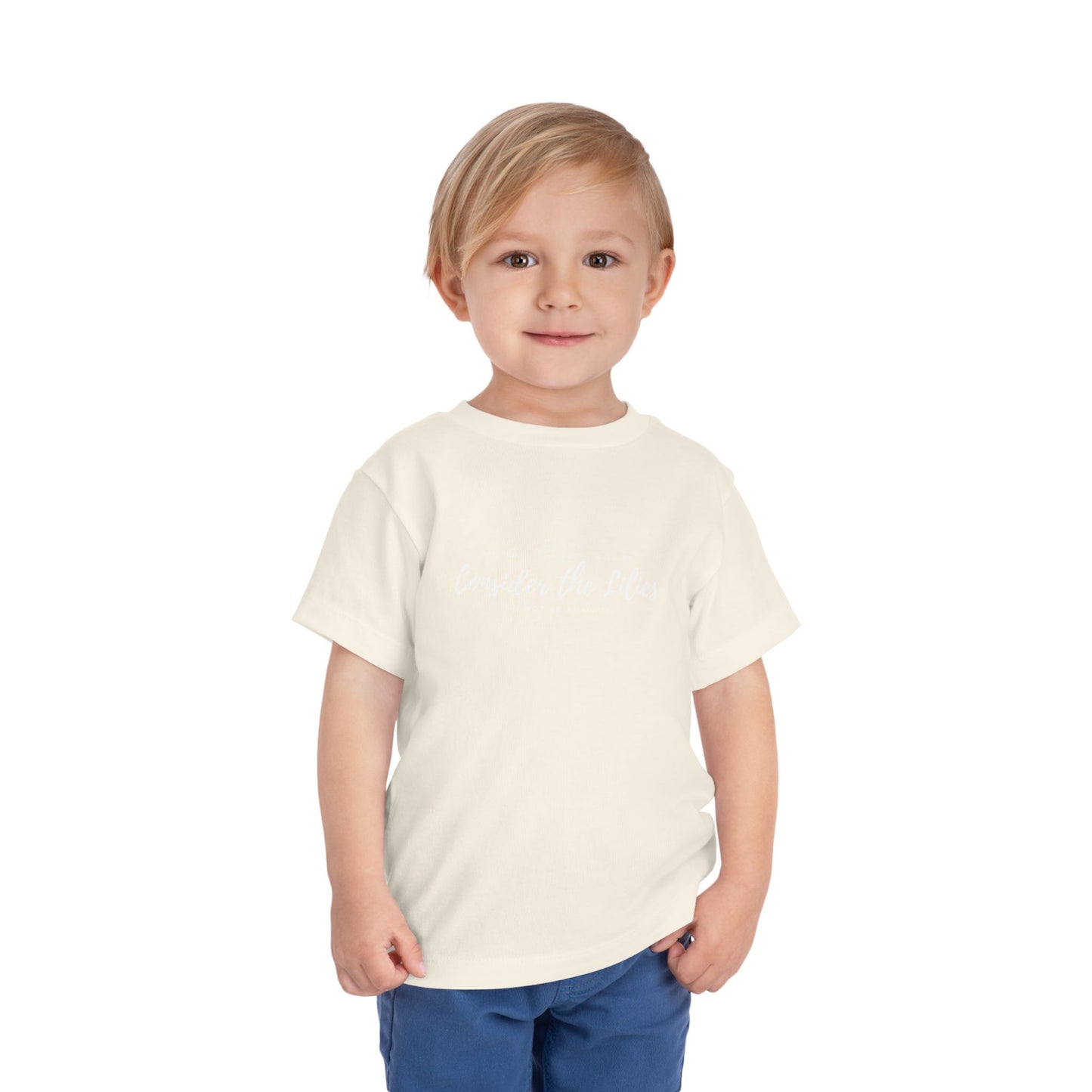 Bella + Canvas Toddler Inspirational Tee - "Consider the Lilies" - Cute Kids Shirt, Birthday Gift, Everyday Wear, Family Matching, Nature Lover