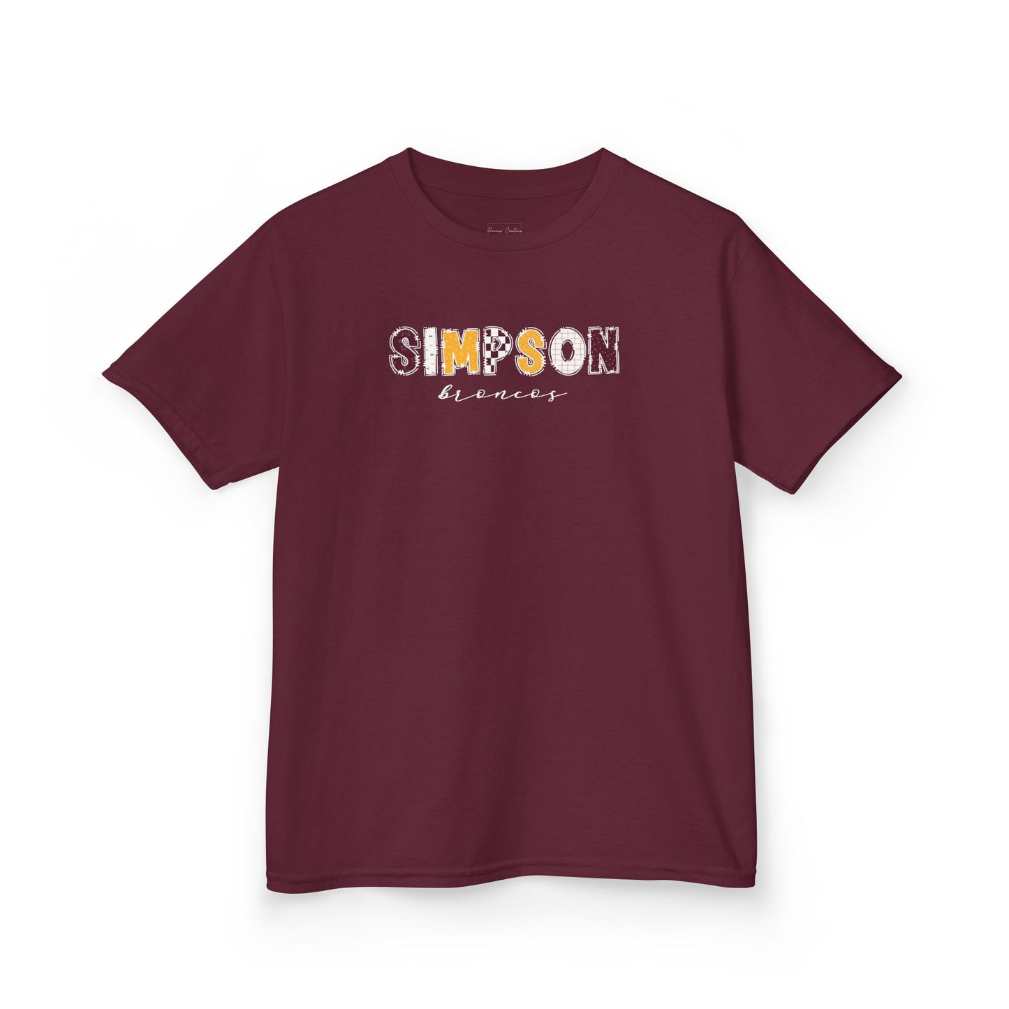 Gildan Kids Heavy Cotton Tee with Simpson Broncos Design, Cute Children's T-Shirt, School Spirit Apparel, Gift for Young Fans, Sporty Kids Wear