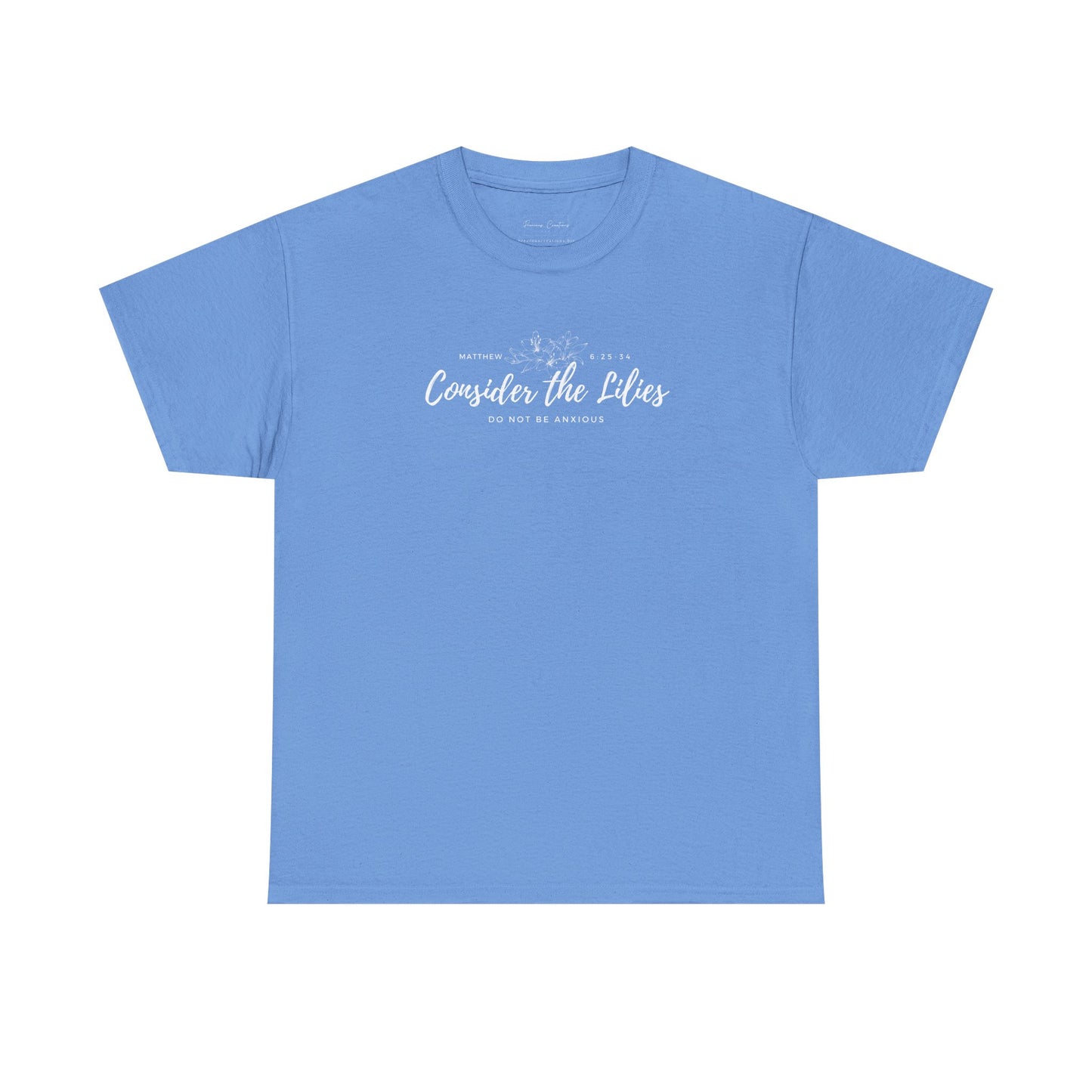 Gildan Unisex Heavy Cotton Tee with 'Consider the Lilies' Design | Casual Wear, Gifts, Inspirational Apparel, Everyday Comfort