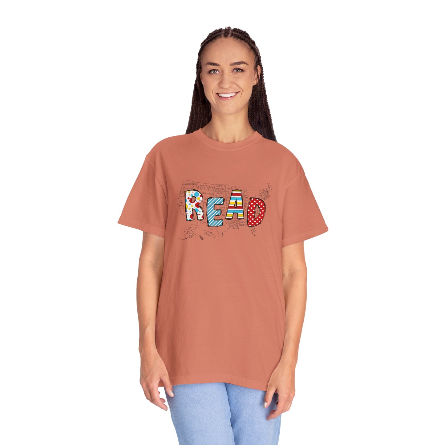 Comfort Colors Unisex Read across the US - Perfect for Teachers, Back to School, Gifts, Classroom Apparel, Casual Wear