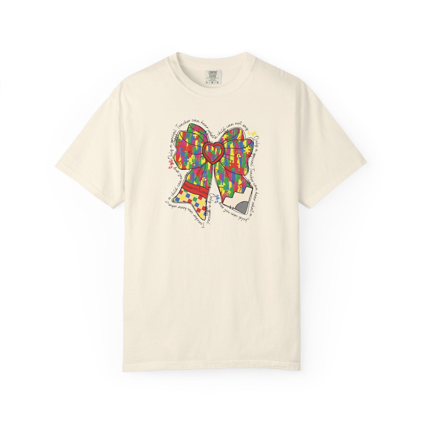 Comfort Colors Special Education Bow T-Shirt , Unisex Garment-Dyed Tee, Casual Wear, Gift for Her, Holiday Apparel