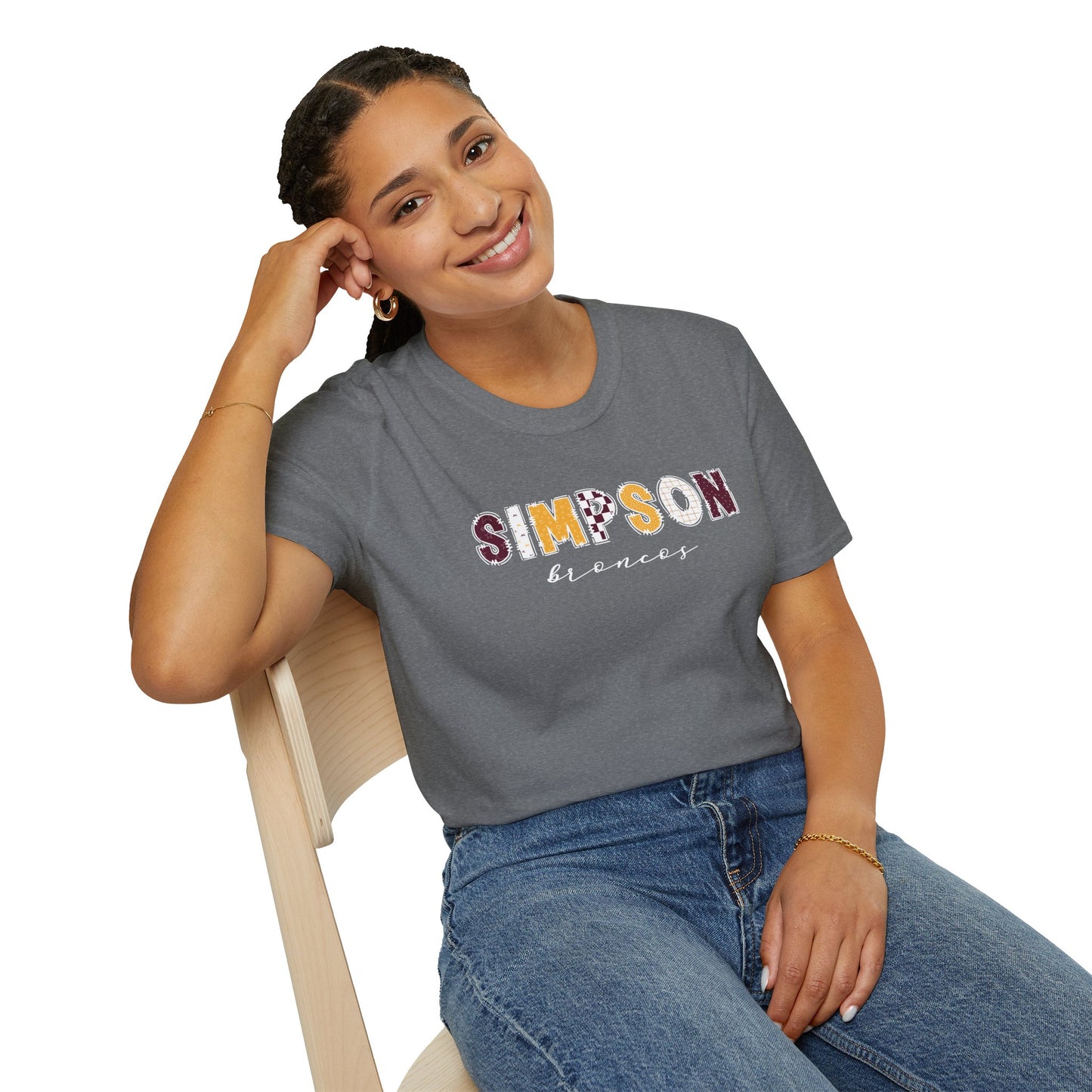 Gildan Simpson Broncos Unisex Softstyle T-Shirt, Cute Graphic Tee, Team Spirit Shirt, Casual Wear, Gift for Fans
