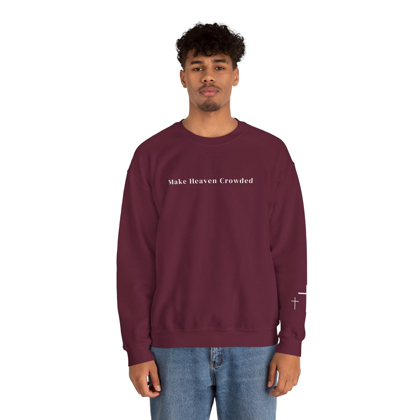 Gildan Make Heaven Crowded Minimalist Inspirational Crewneck Sweatshirt | Unisex, Cozy Fashion, Gift for Her, Casual Wear, Comfort Sweatshirt