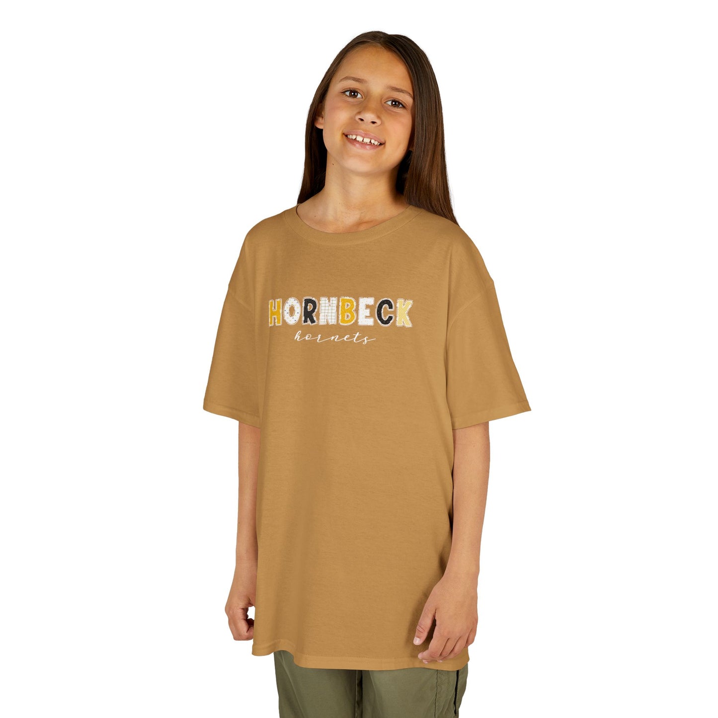 Gildan Kids Heavy Cotton Tee with Hornbeck Hornets Design, Cute Children's T-Shirt, School Spirit Apparel, Gift for Young Fans, Sporty Kids Wear