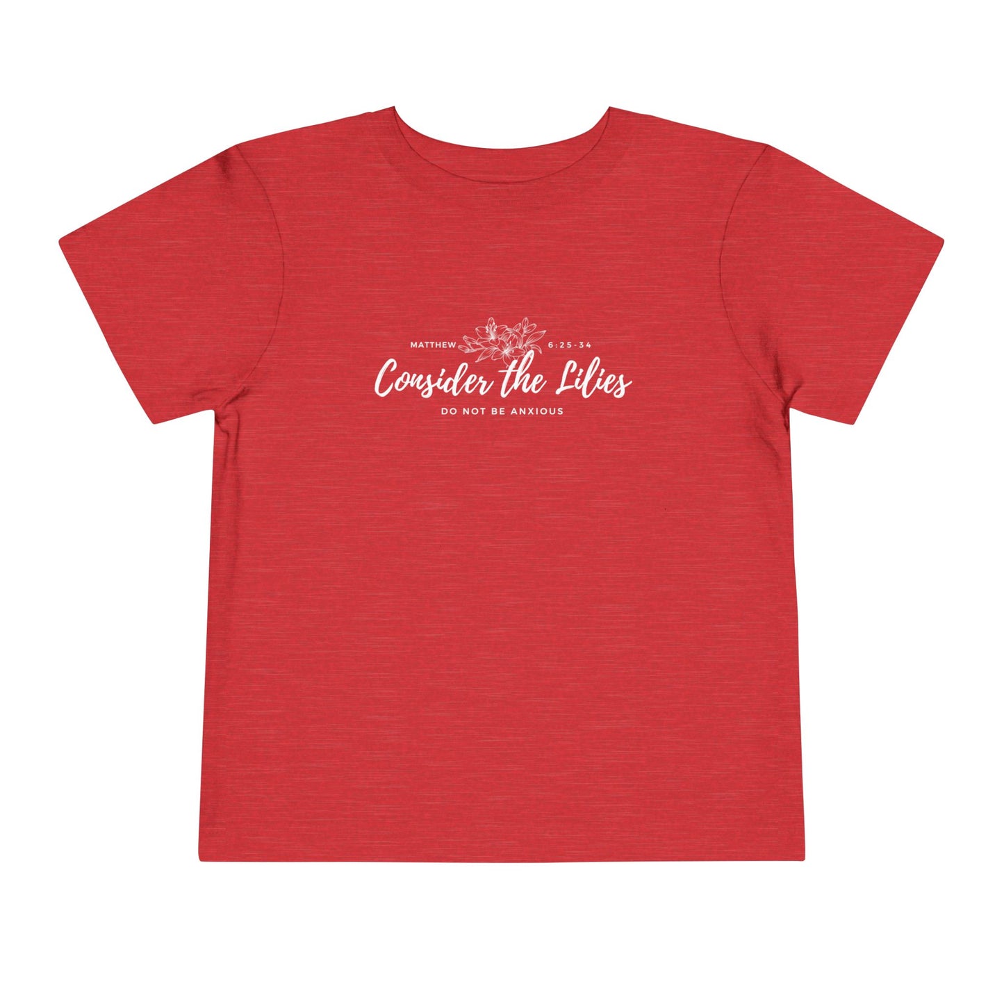 Bella + Canvas Toddler Inspirational Tee - "Consider the Lilies" - Cute Kids Shirt, Birthday Gift, Everyday Wear, Family Matching, Nature Lover