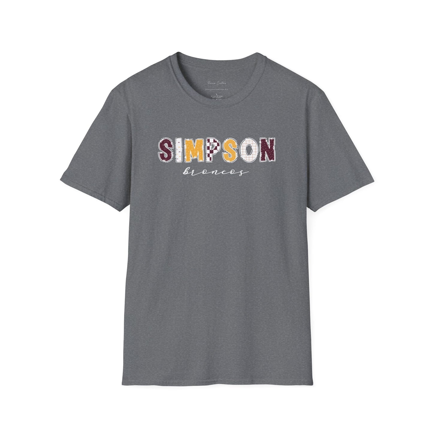 Gildan Simpson Broncos Unisex Softstyle T-Shirt, Cute Graphic Tee, Team Spirit Shirt, Casual Wear, Gift for Fans