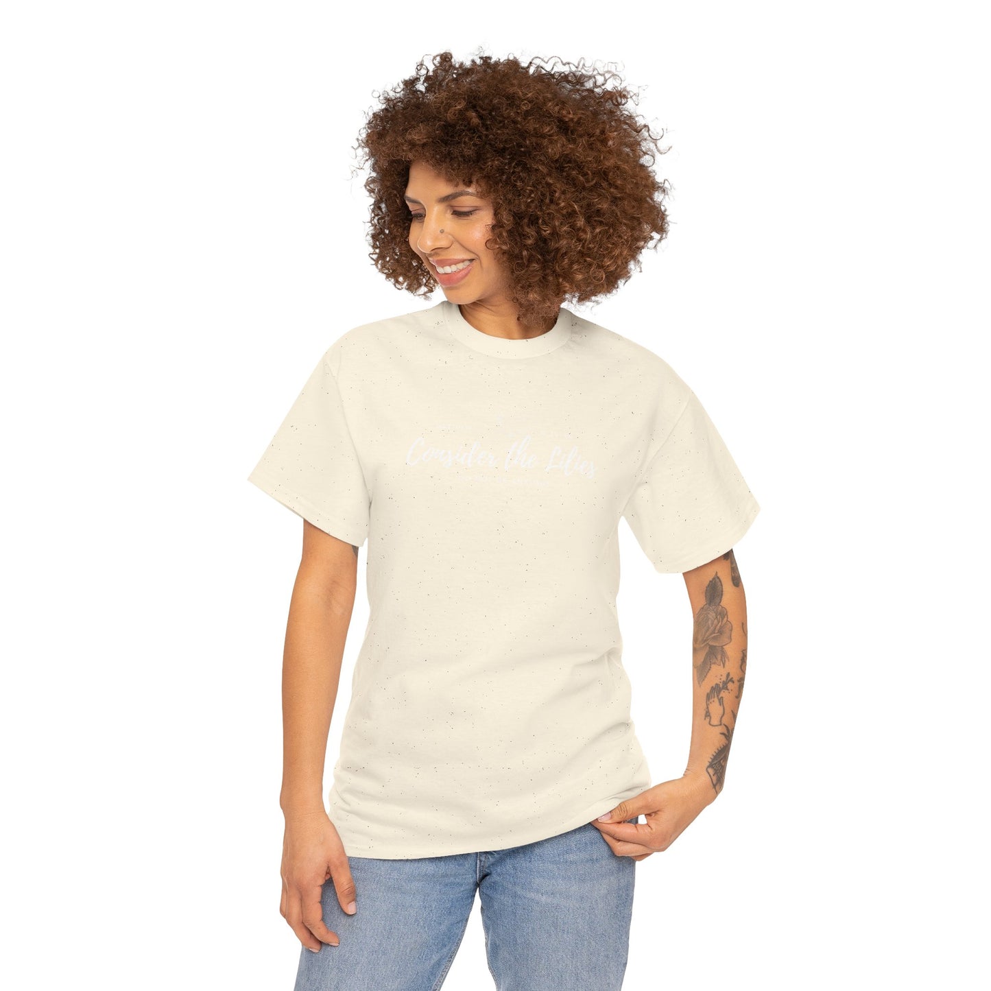 Gildan Unisex Heavy Cotton Tee with 'Consider the Lilies' Design | Casual Wear, Gifts, Inspirational Apparel, Everyday Comfort
