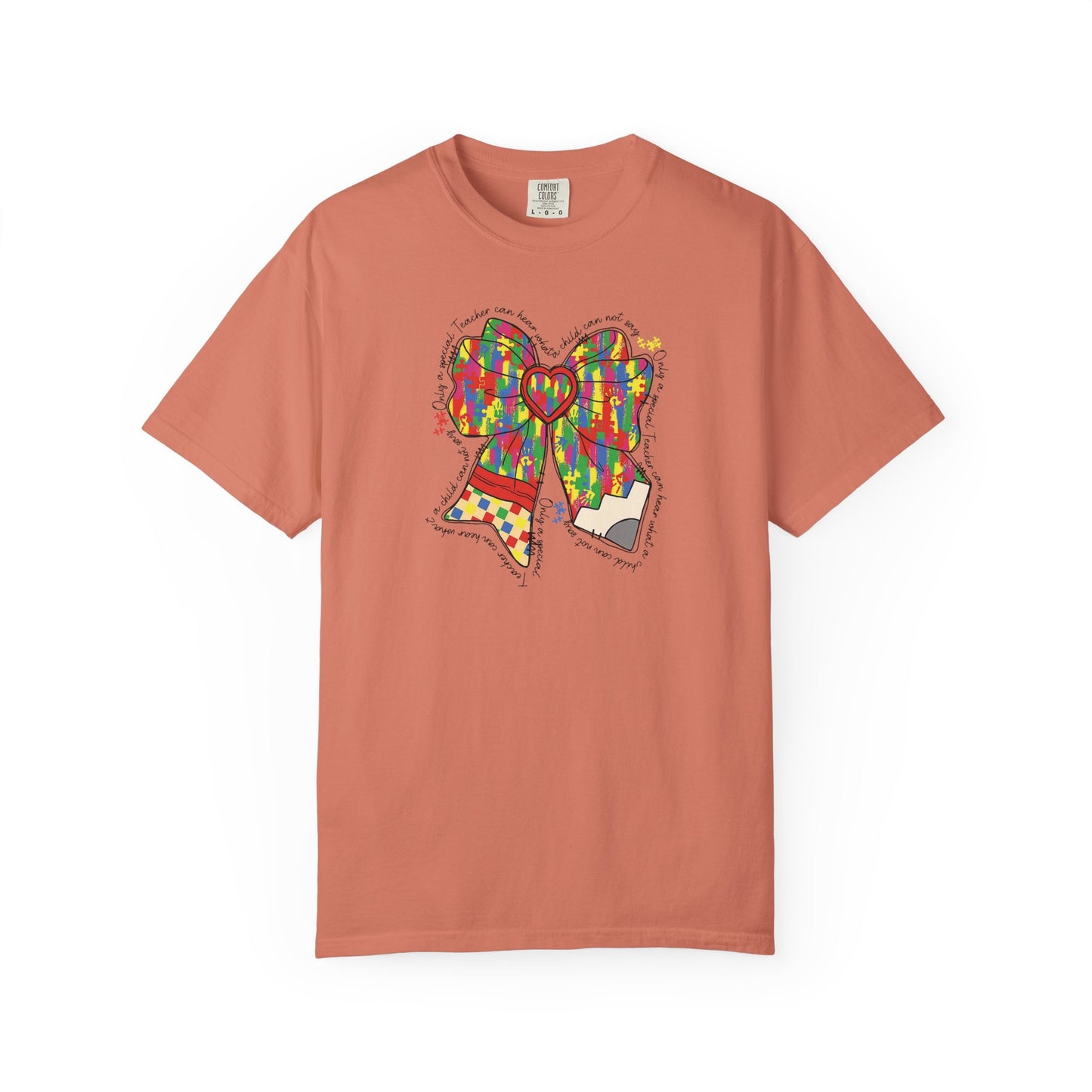 Comfort Colors Special Education Bow T-Shirt , Unisex Garment-Dyed Tee, Casual Wear, Gift for Her, Holiday Apparel