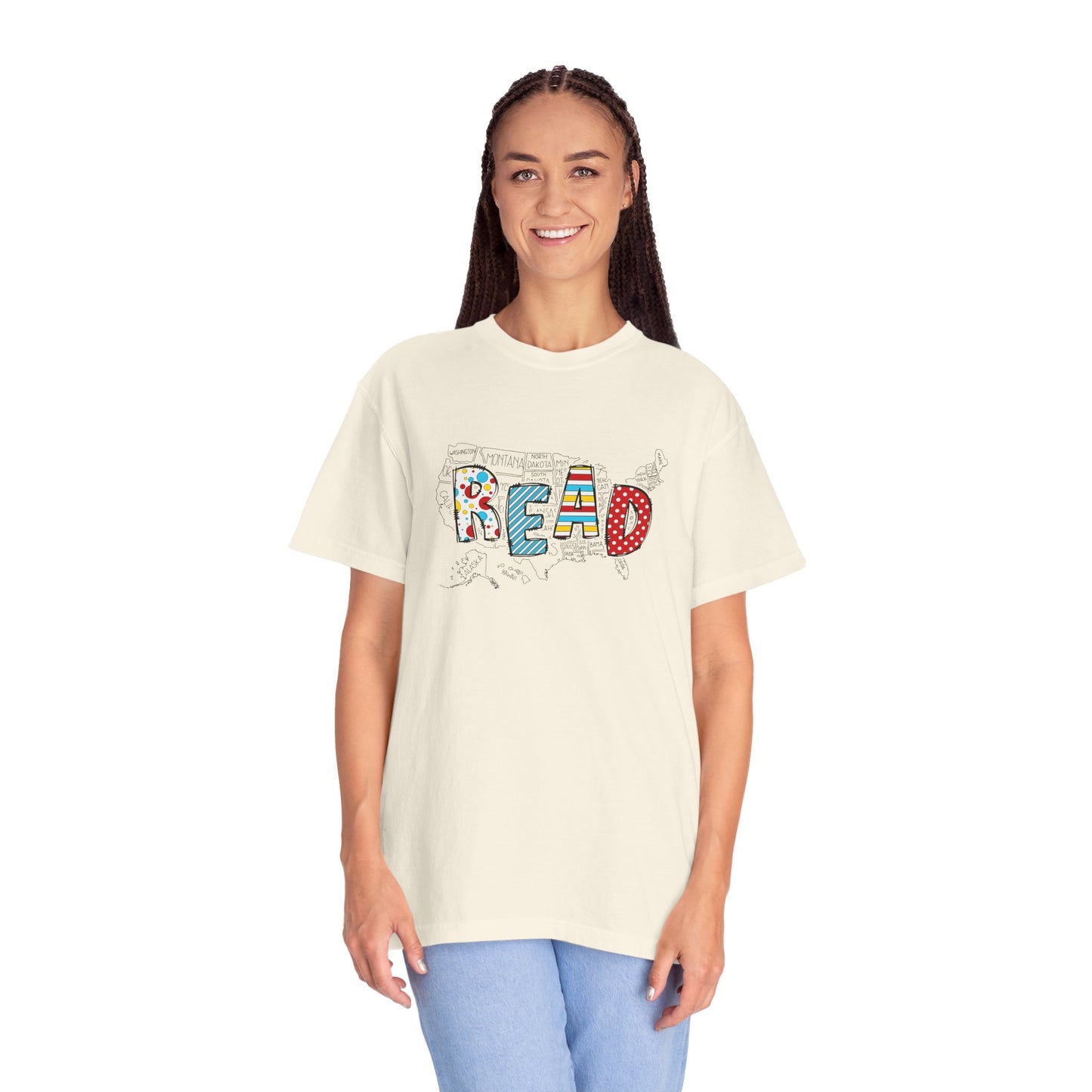 Comfort Colors Unisex Read across the US - Perfect for Teachers, Back to School, Gifts, Classroom Apparel, Casual Wear