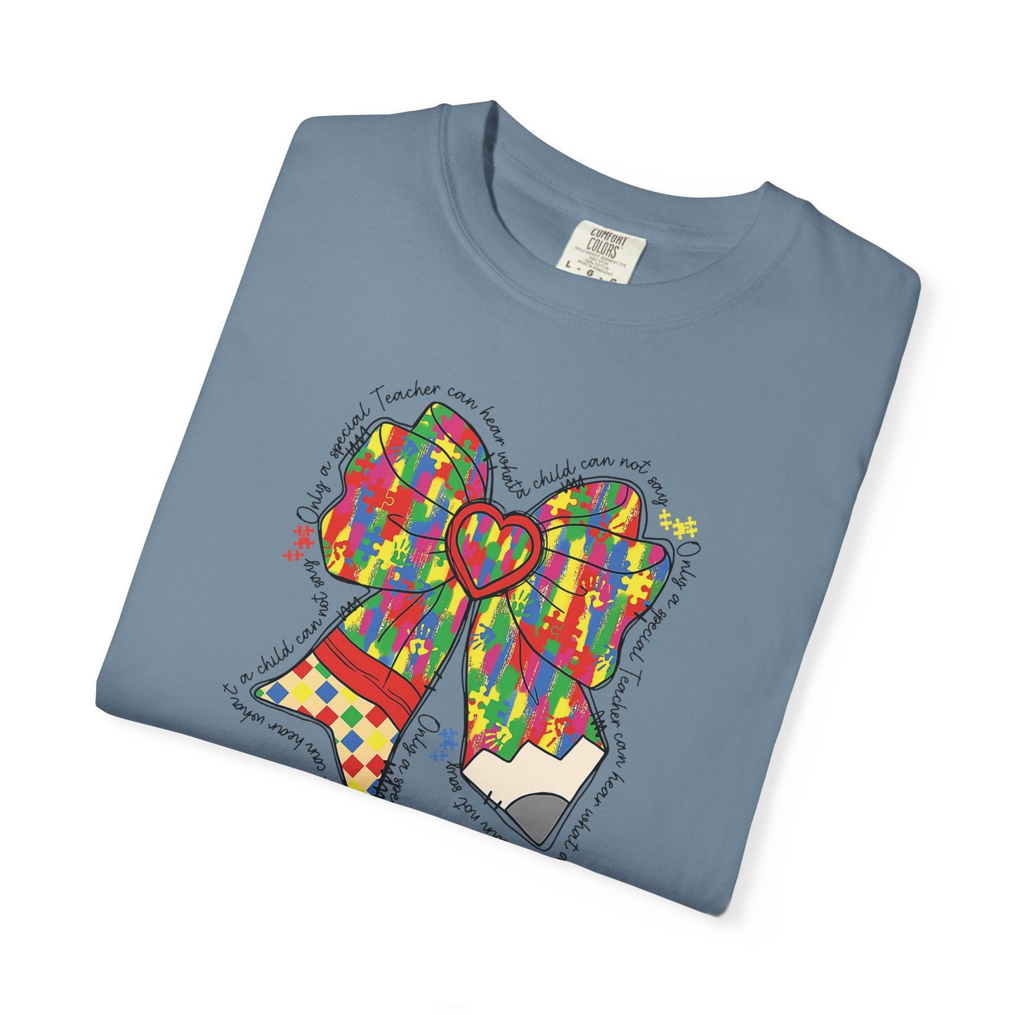 Comfort Colors Special Education Bow T-Shirt , Unisex Garment-Dyed Tee, Casual Wear, Gift for Her, Holiday Apparel