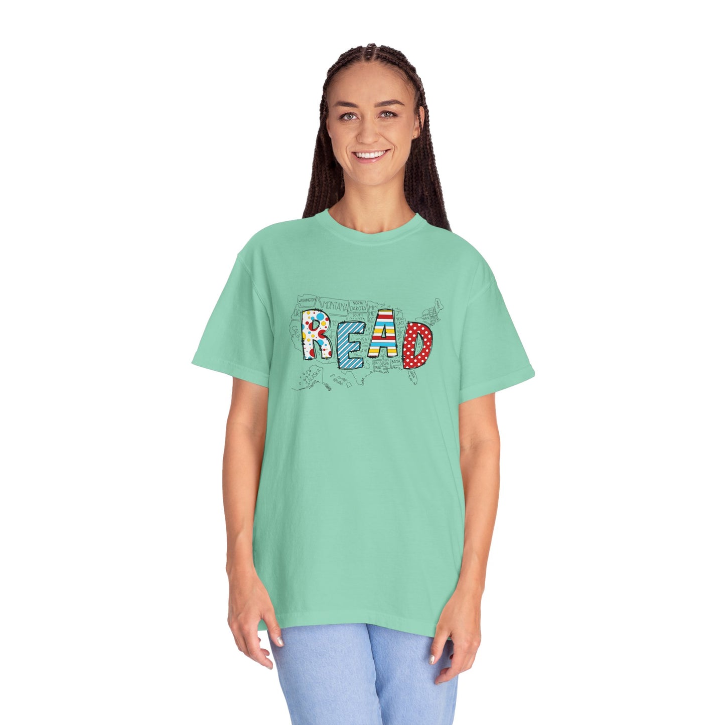 Comfort Colors Unisex Read across the US - Perfect for Teachers, Back to School, Gifts, Classroom Apparel, Casual Wear