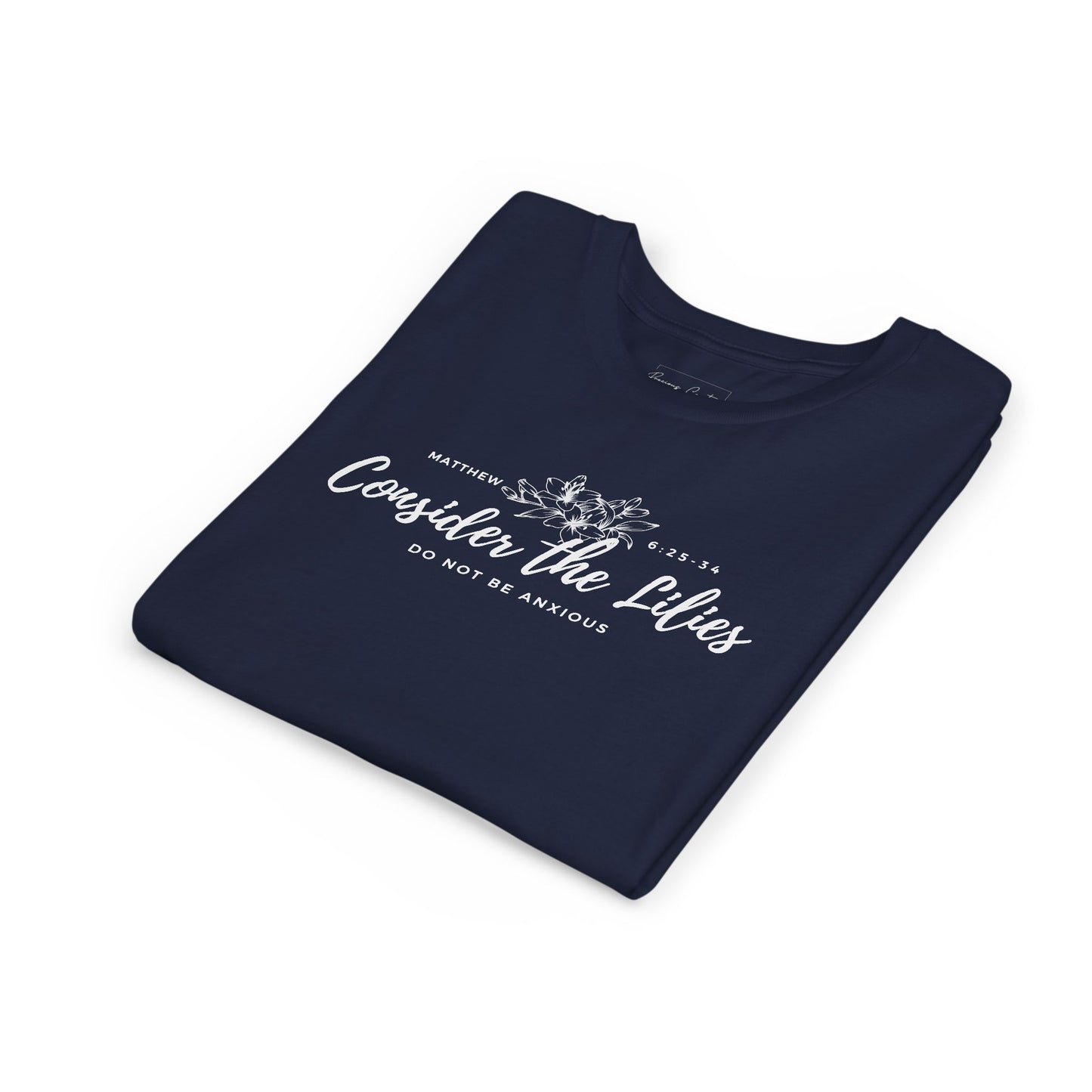 Bella + Canvas Consider the Lilies Youth Tee, Inspirational Kids Shirt, Motivational T-Shirt, Spring Gift, Nature Lover Clothing