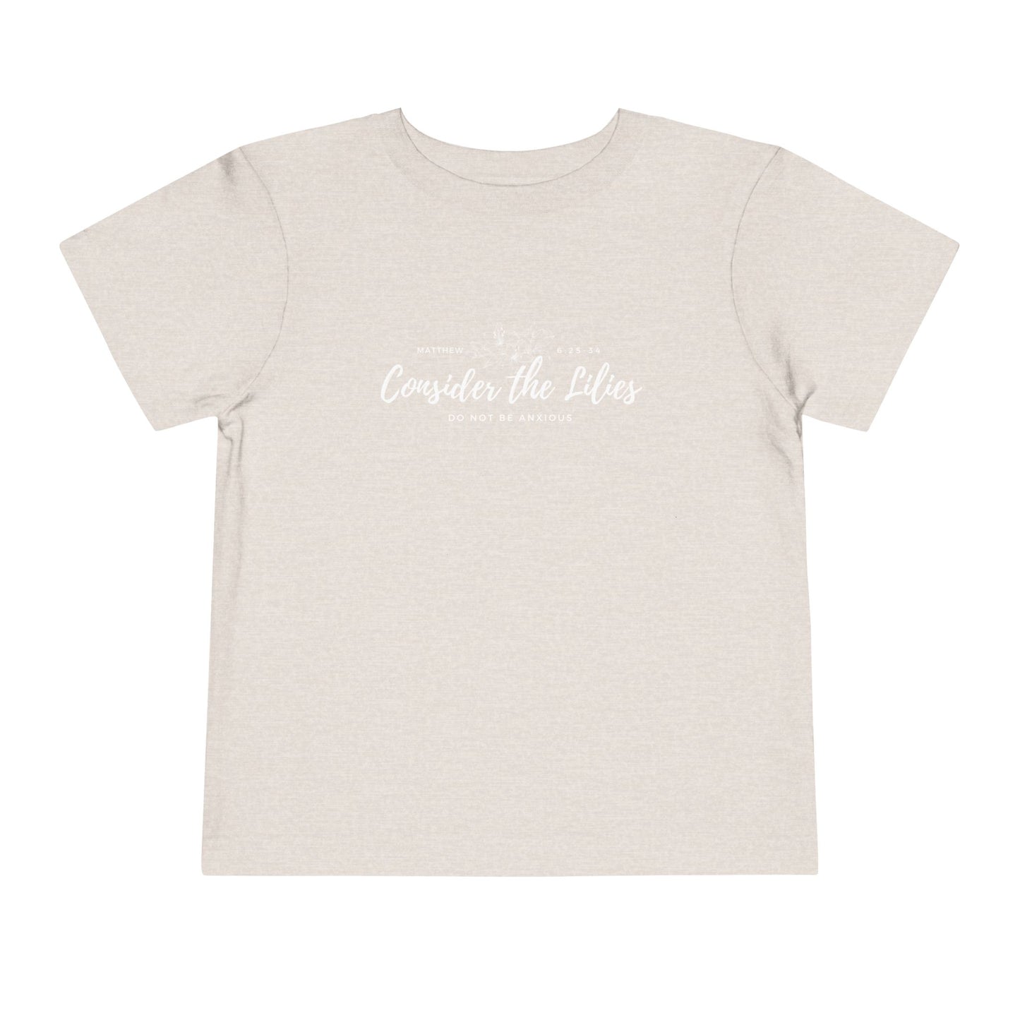 Bella + Canvas Toddler Inspirational Tee - "Consider the Lilies" - Cute Kids Shirt, Birthday Gift, Everyday Wear, Family Matching, Nature Lover