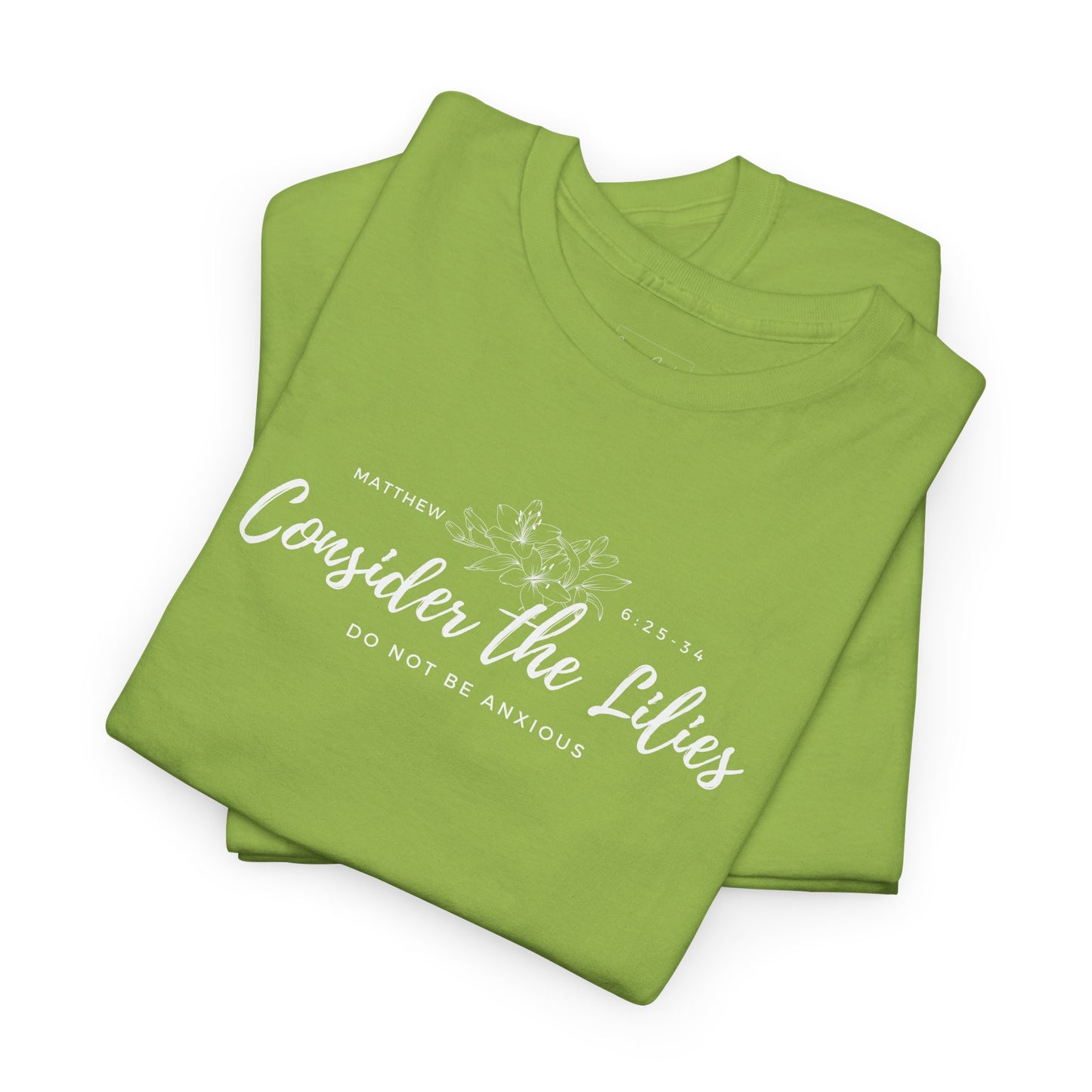 Gildan Unisex Heavy Cotton Tee with 'Consider the Lilies' Design | Casual Wear, Gifts, Inspirational Apparel, Everyday Comfort