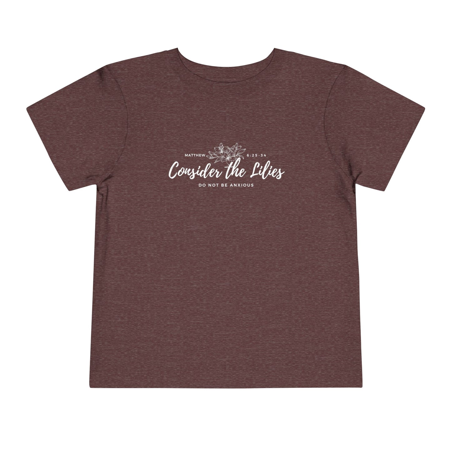 Bella + Canvas Toddler Inspirational Tee - "Consider the Lilies" - Cute Kids Shirt, Birthday Gift, Everyday Wear, Family Matching, Nature Lover