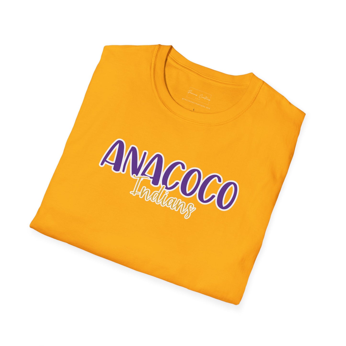 Gildan Anacoco Indians Style 2 Unisex Softstyle T-Shirt, Cute Graphic Tee, Team Spirit Shirt, Casual Wear, Gift for Fans