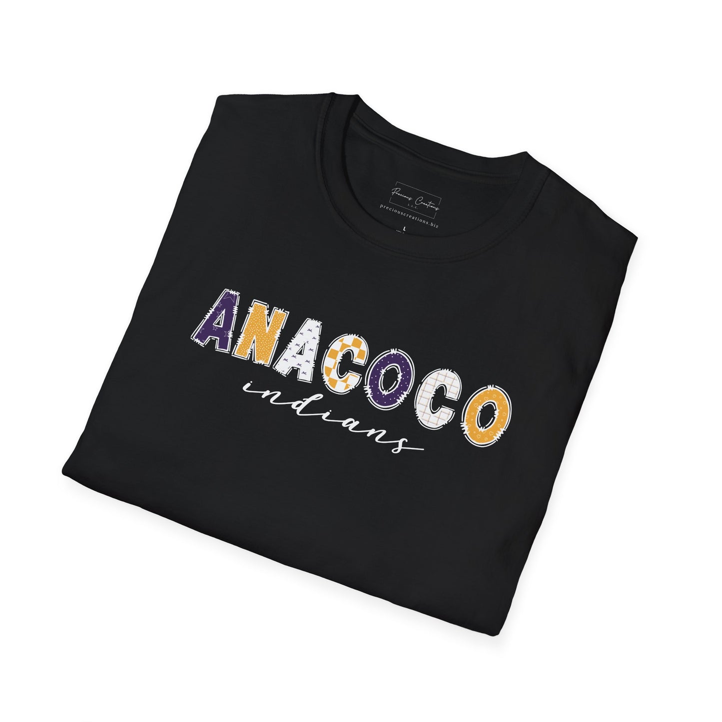 Gildan Anacoco Indians Unisex Softstyle T-Shirt, Cute Graphic Tee, Team Spirit Shirt, Casual Wear, Gift for Fans