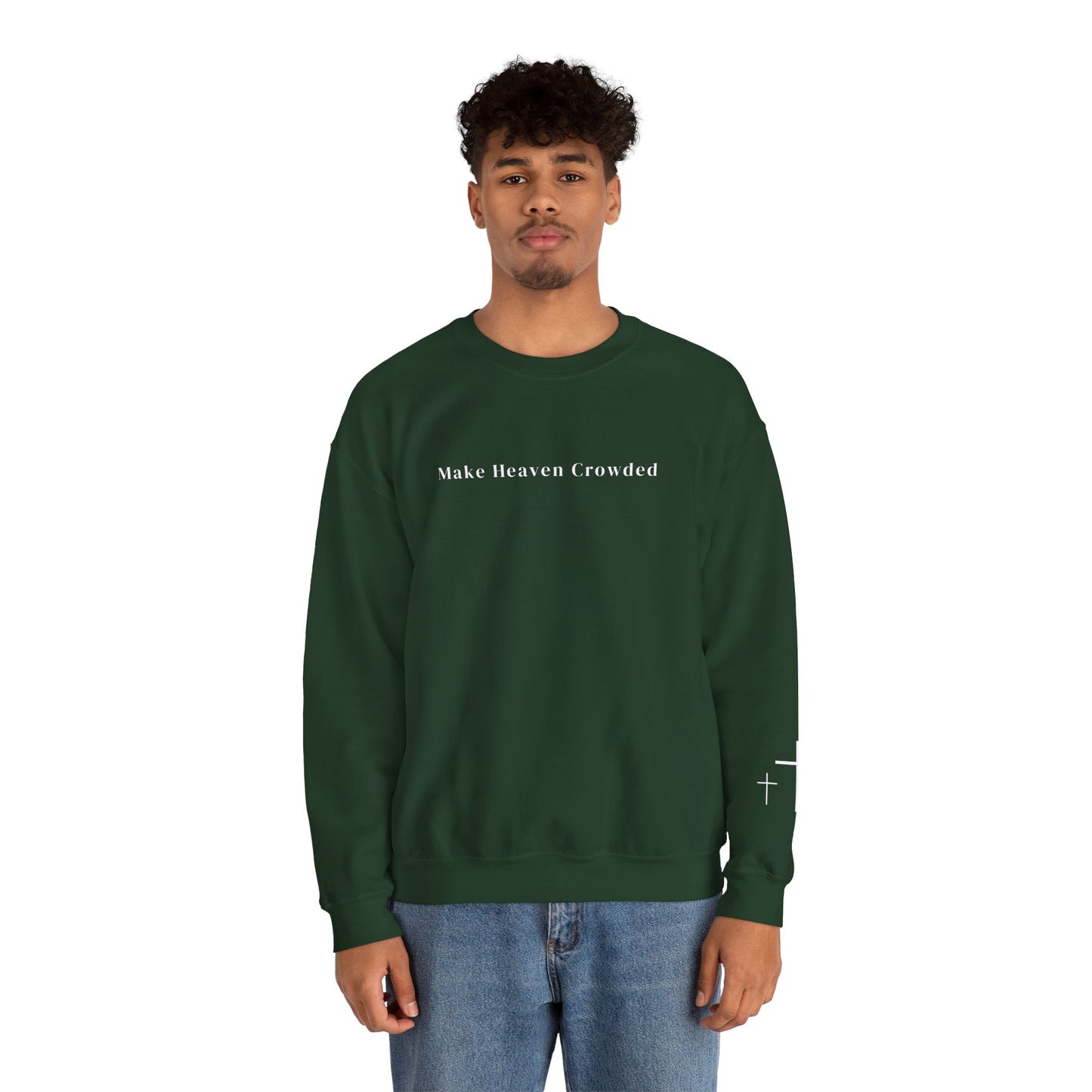 Gildan Make Heaven Crowded Minimalist Inspirational Crewneck Sweatshirt | Unisex, Cozy Fashion, Gift for Her, Casual Wear, Comfort Sweatshirt