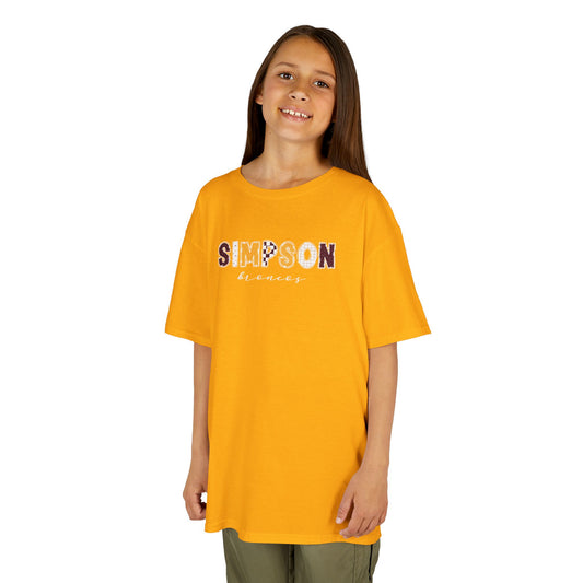 Gildan Kids Heavy Cotton Tee with Simpson Broncos Design, Cute Children's T-Shirt, School Spirit Apparel, Gift for Young Fans, Sporty Kids Wear