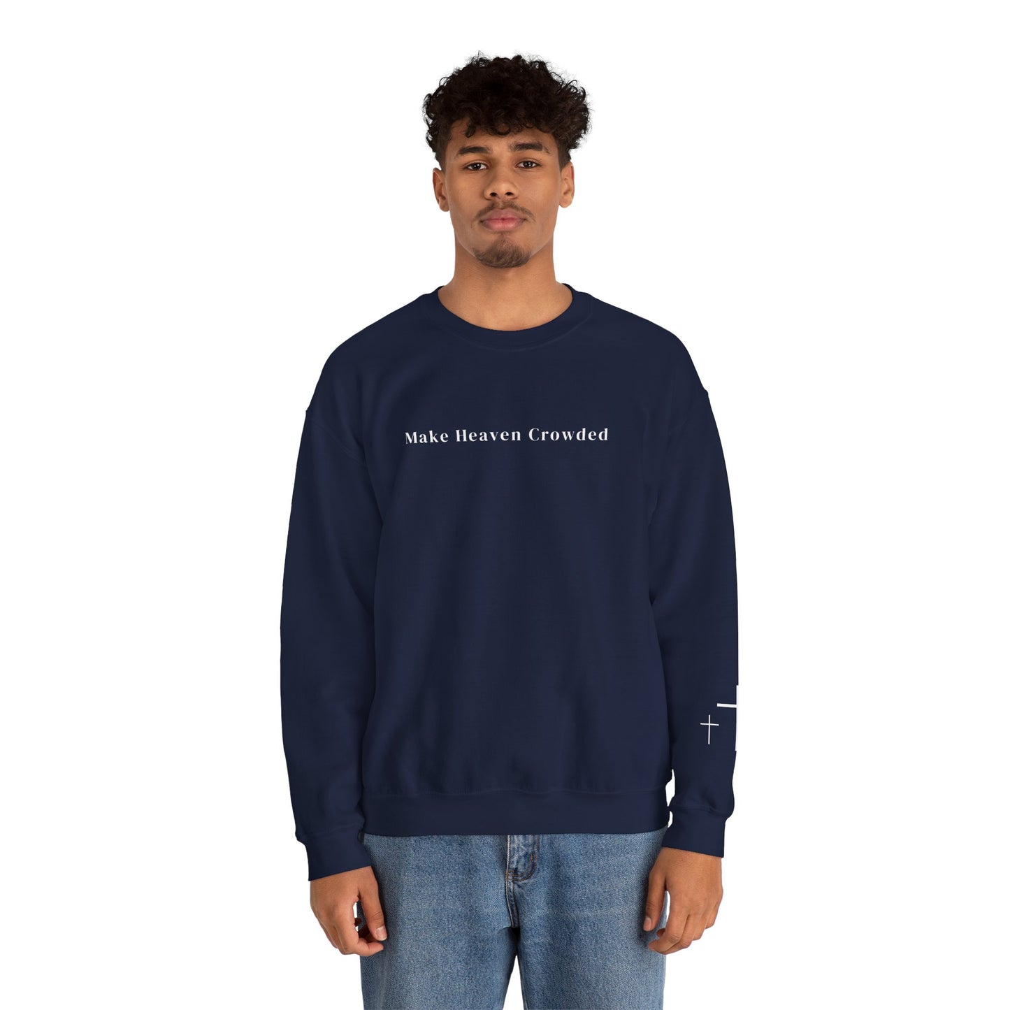 Gildan Make Heaven Crowded Minimalist Inspirational Crewneck Sweatshirt | Unisex, Cozy Fashion, Gift for Her, Casual Wear, Comfort Sweatshirt