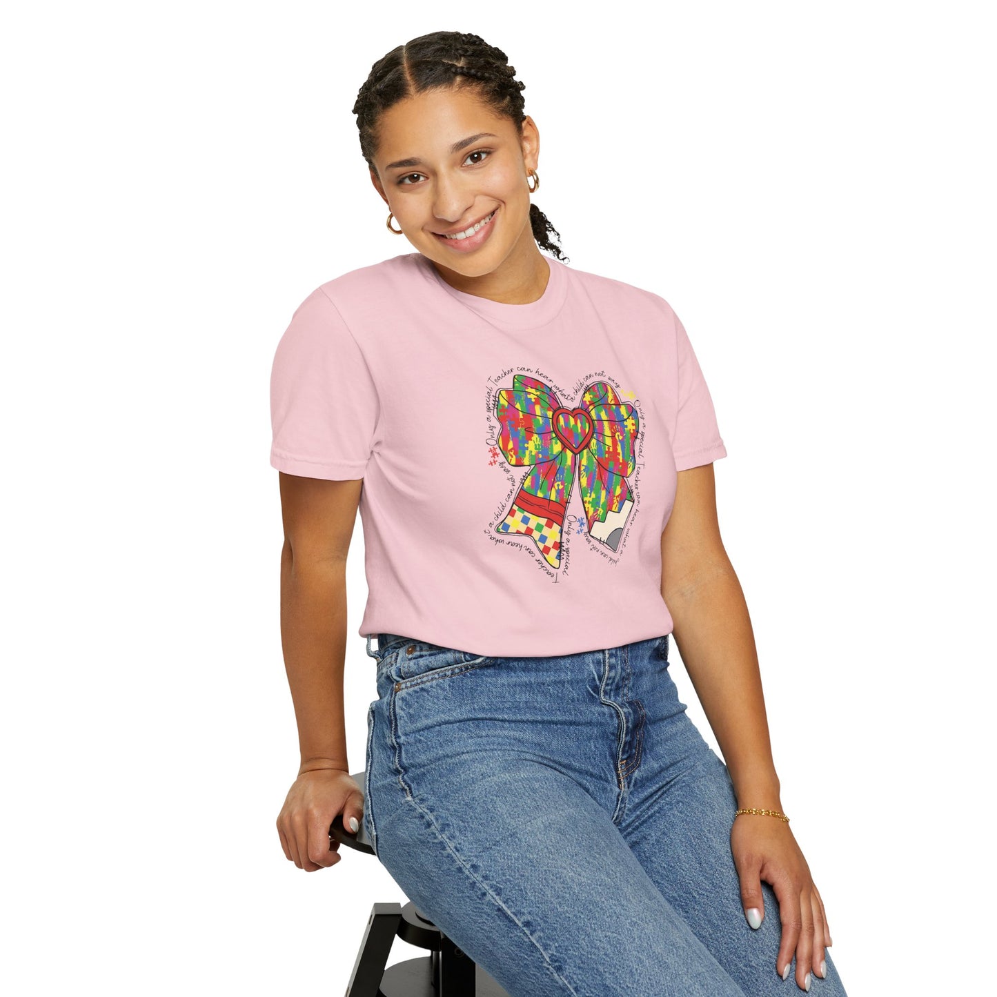 Comfort Colors Special Education Bow T-Shirt , Unisex Garment-Dyed Tee, Casual Wear, Gift for Her, Holiday Apparel