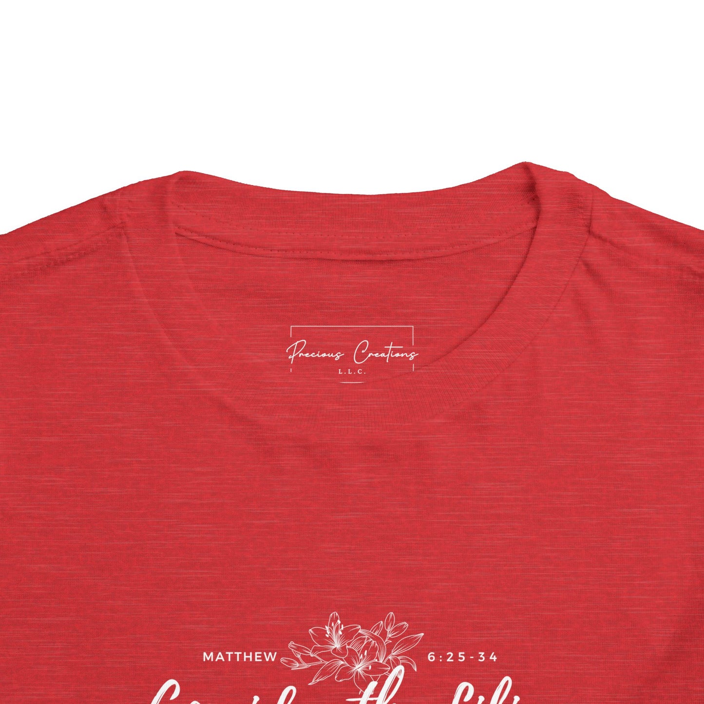 Bella + Canvas Toddler Inspirational Tee - "Consider the Lilies" - Cute Kids Shirt, Birthday Gift, Everyday Wear, Family Matching, Nature Lover