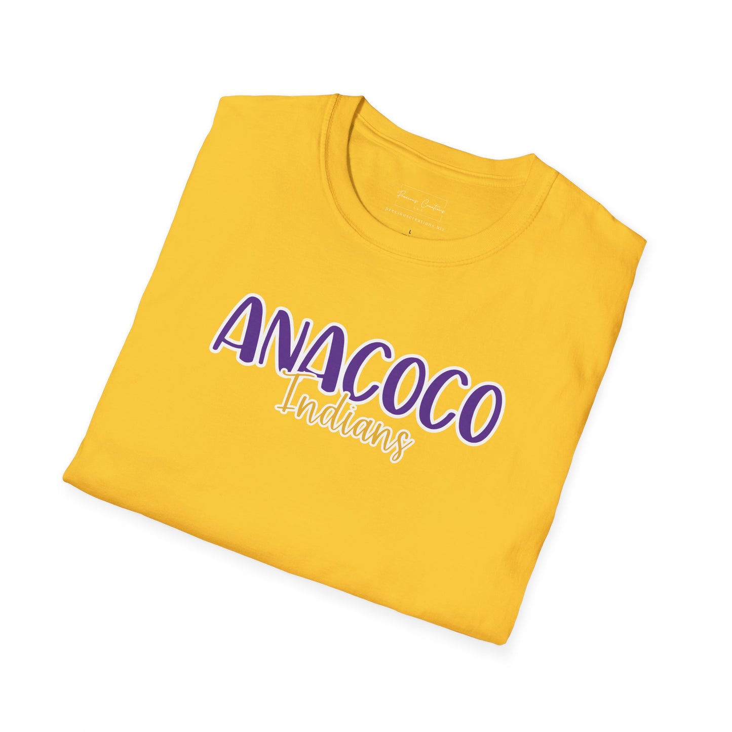 Gildan Anacoco Indians Style 2 Unisex Softstyle T-Shirt, Cute Graphic Tee, Team Spirit Shirt, Casual Wear, Gift for Fans