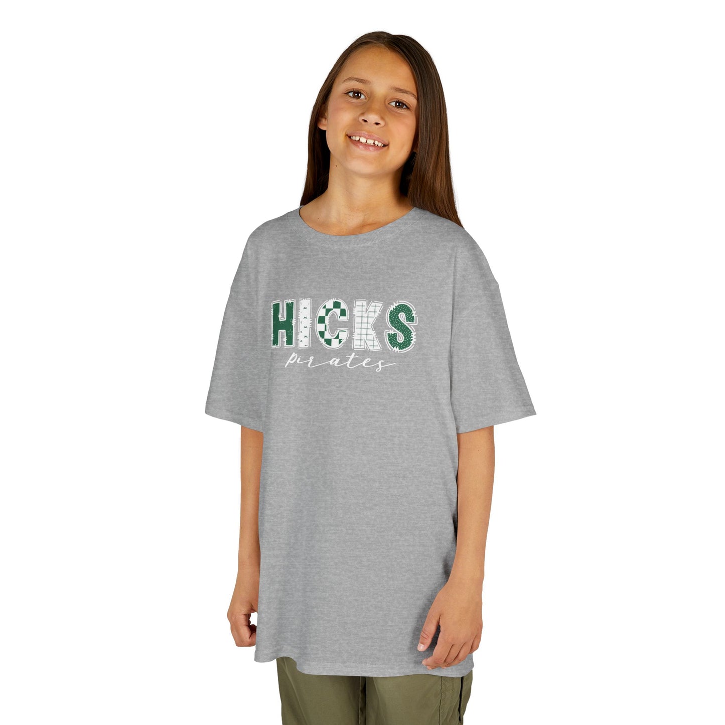 Gildan Kids Heavy Cotton Tee with Hicks Pirates Design, Cute Children's T-Shirt, School Spirit Apparel, Gift for Young Fans, Sporty Kids Wear