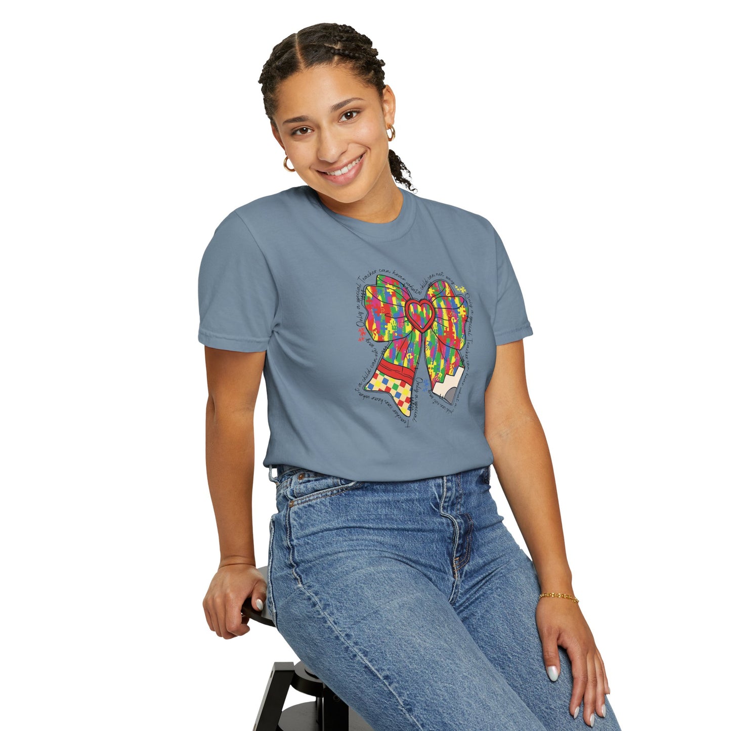 Comfort Colors Special Education Bow T-Shirt , Unisex Garment-Dyed Tee, Casual Wear, Gift for Her, Holiday Apparel
