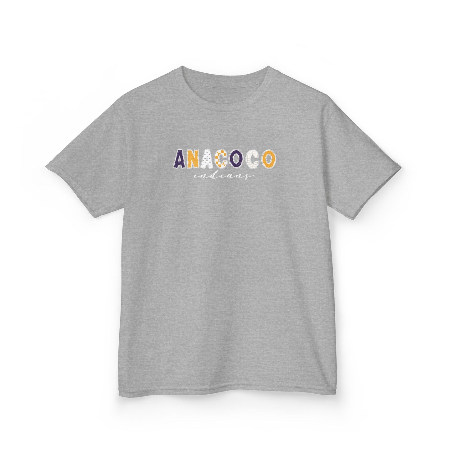 Gildan Kids Heavy Cotton Tee with Anacoco Indians Design, Cute Children's T-Shirt, School Spirit Apparel, Gift for Young Fans, Sporty Kids Wear