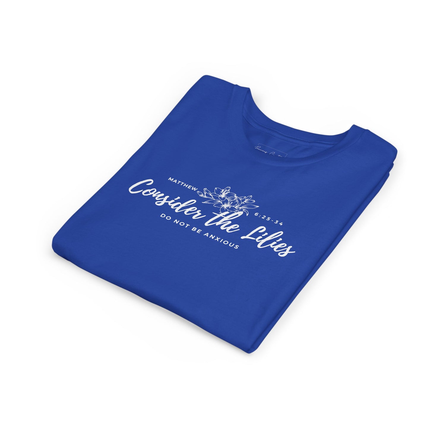 Bella + Canvas Consider the Lilies Youth Tee, Inspirational Kids Shirt, Motivational T-Shirt, Spring Gift, Nature Lover Clothing