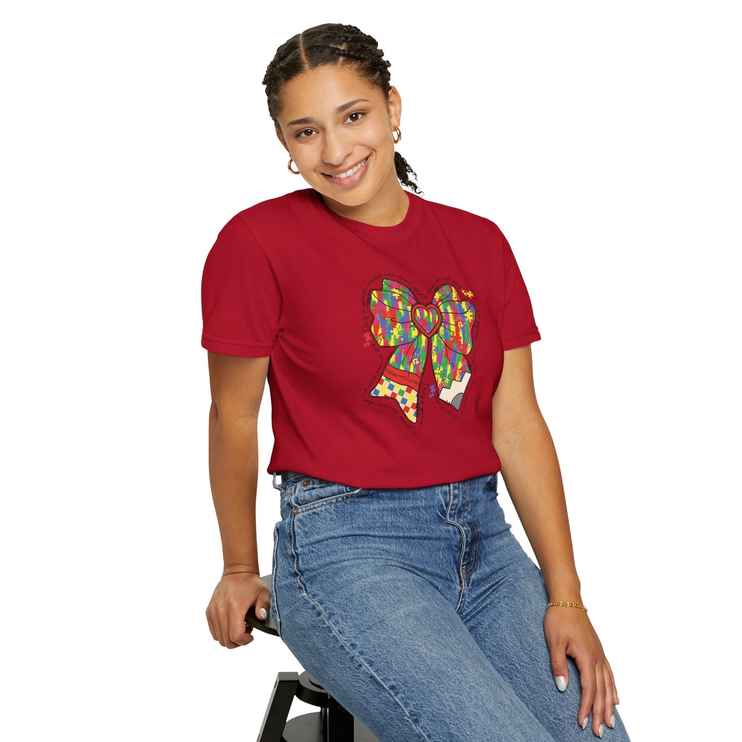 Comfort Colors Special Education Bow T-Shirt , Unisex Garment-Dyed Tee, Casual Wear, Gift for Her, Holiday Apparel