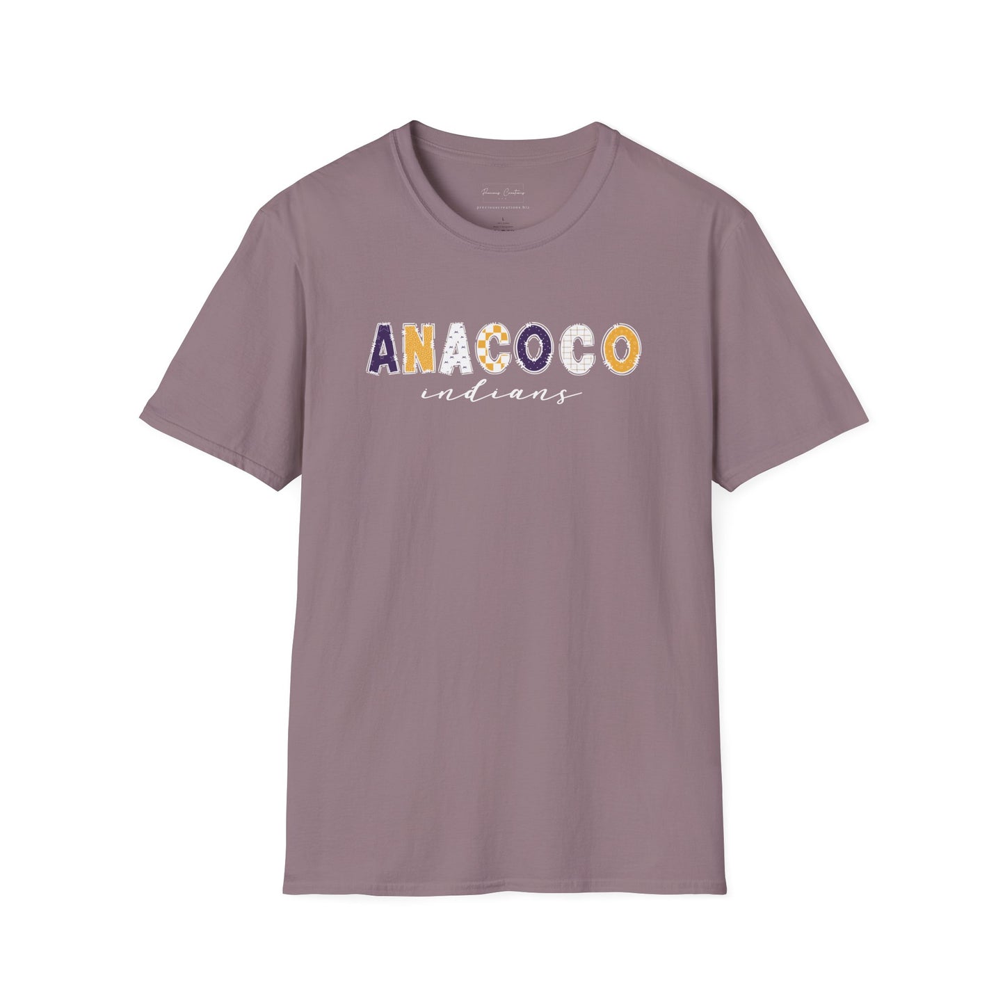 Gildan Anacoco Indians Unisex Softstyle T-Shirt, Cute Graphic Tee, Team Spirit Shirt, Casual Wear, Gift for Fans
