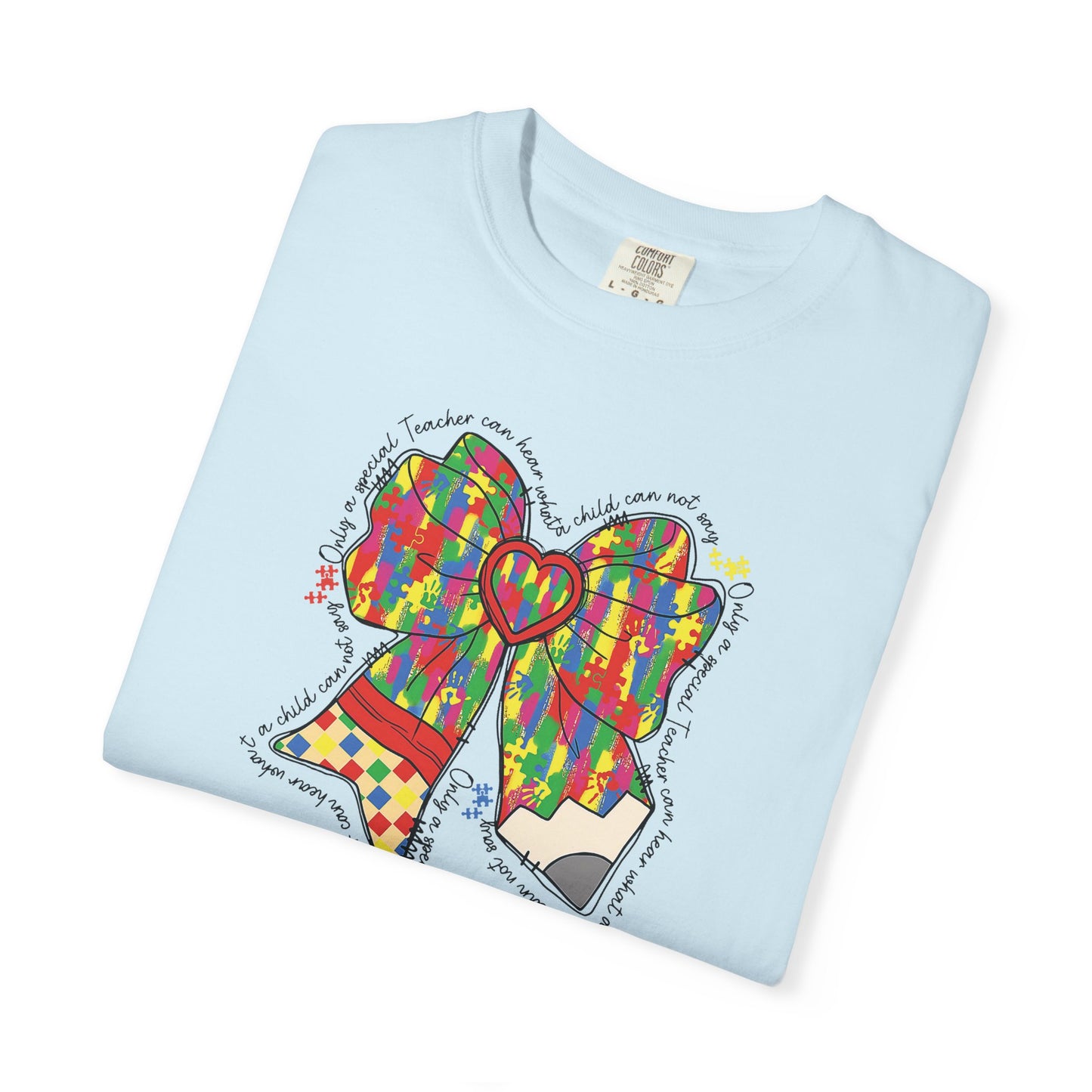 Comfort Colors Special Education Bow T-Shirt , Unisex Garment-Dyed Tee, Casual Wear, Gift for Her, Holiday Apparel