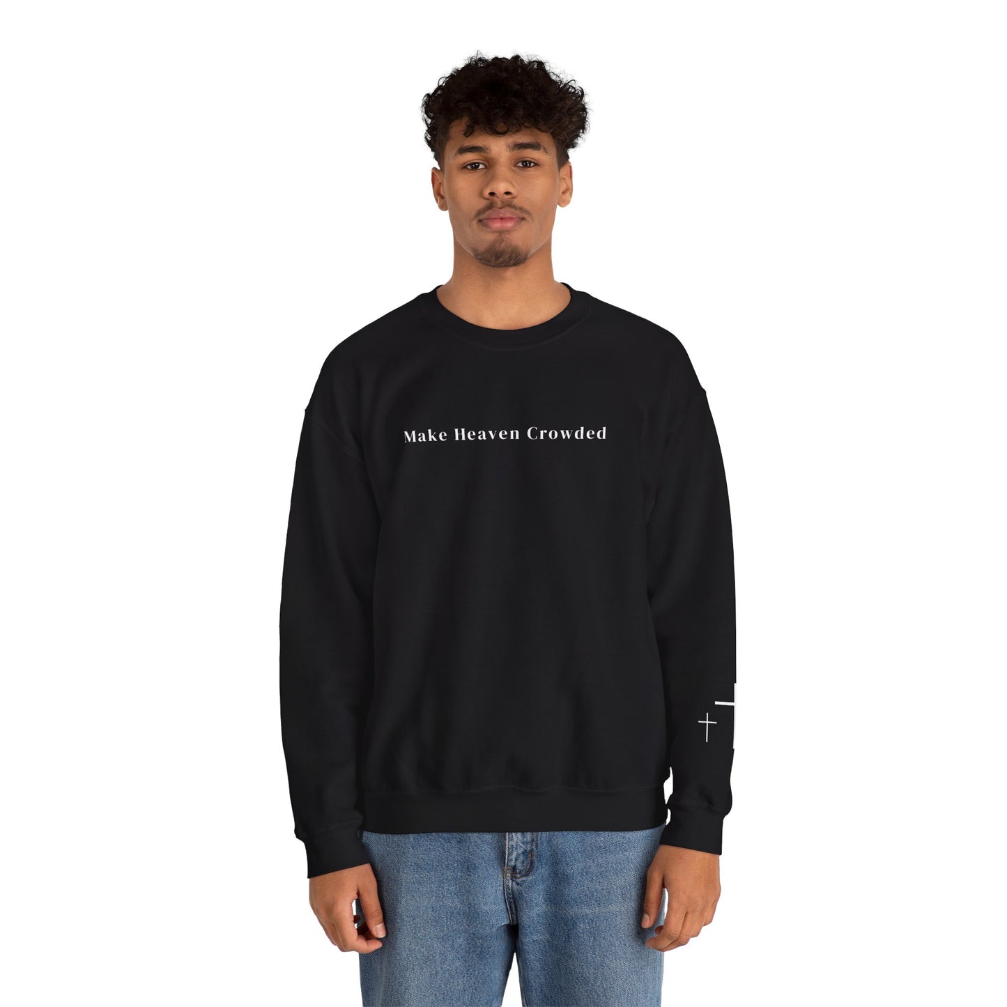 Gildan Make Heaven Crowded Minimalist Inspirational Crewneck Sweatshirt | Unisex, Cozy Fashion, Gift for Her, Casual Wear, Comfort Sweatshirt