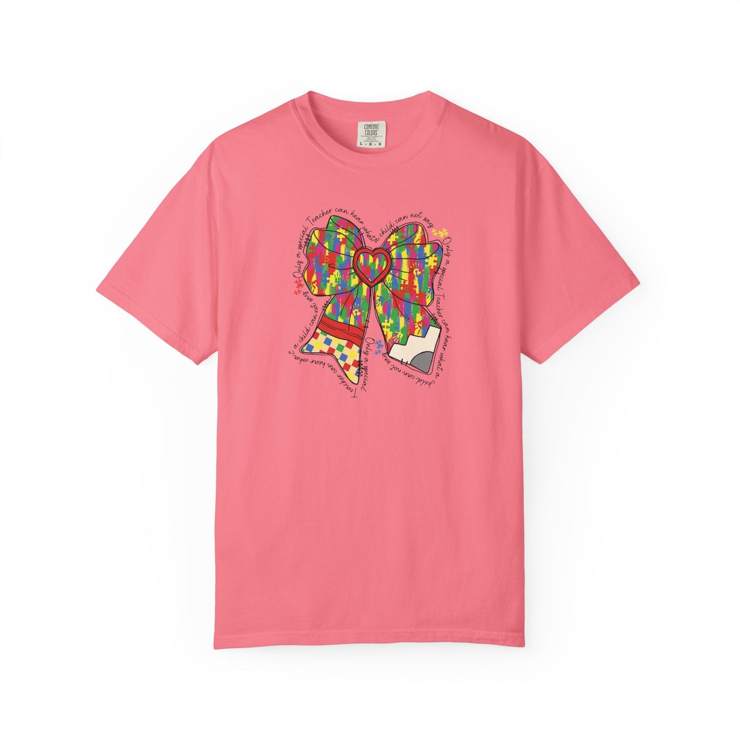 Comfort Colors Special Education Bow T-Shirt , Unisex Garment-Dyed Tee, Casual Wear, Gift for Her, Holiday Apparel