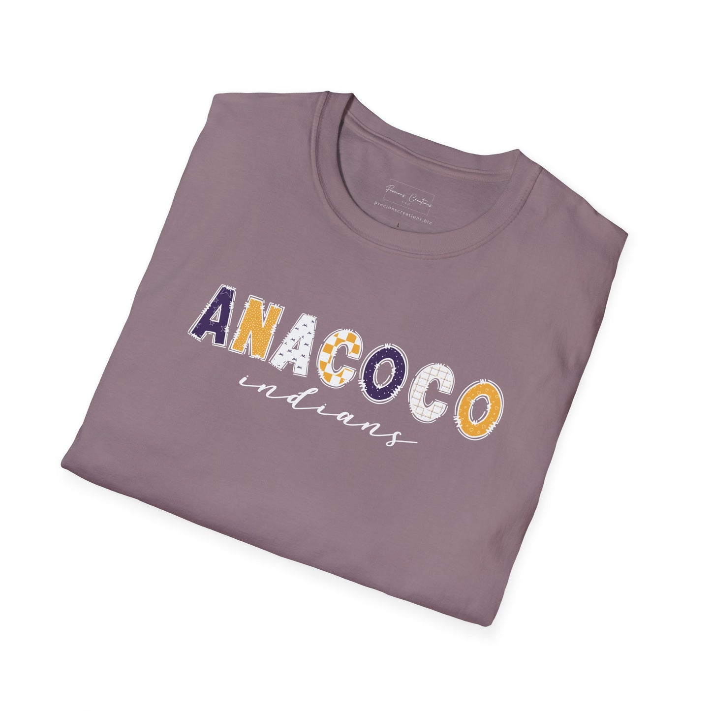 Gildan Anacoco Indians Unisex Softstyle T-Shirt, Cute Graphic Tee, Team Spirit Shirt, Casual Wear, Gift for Fans