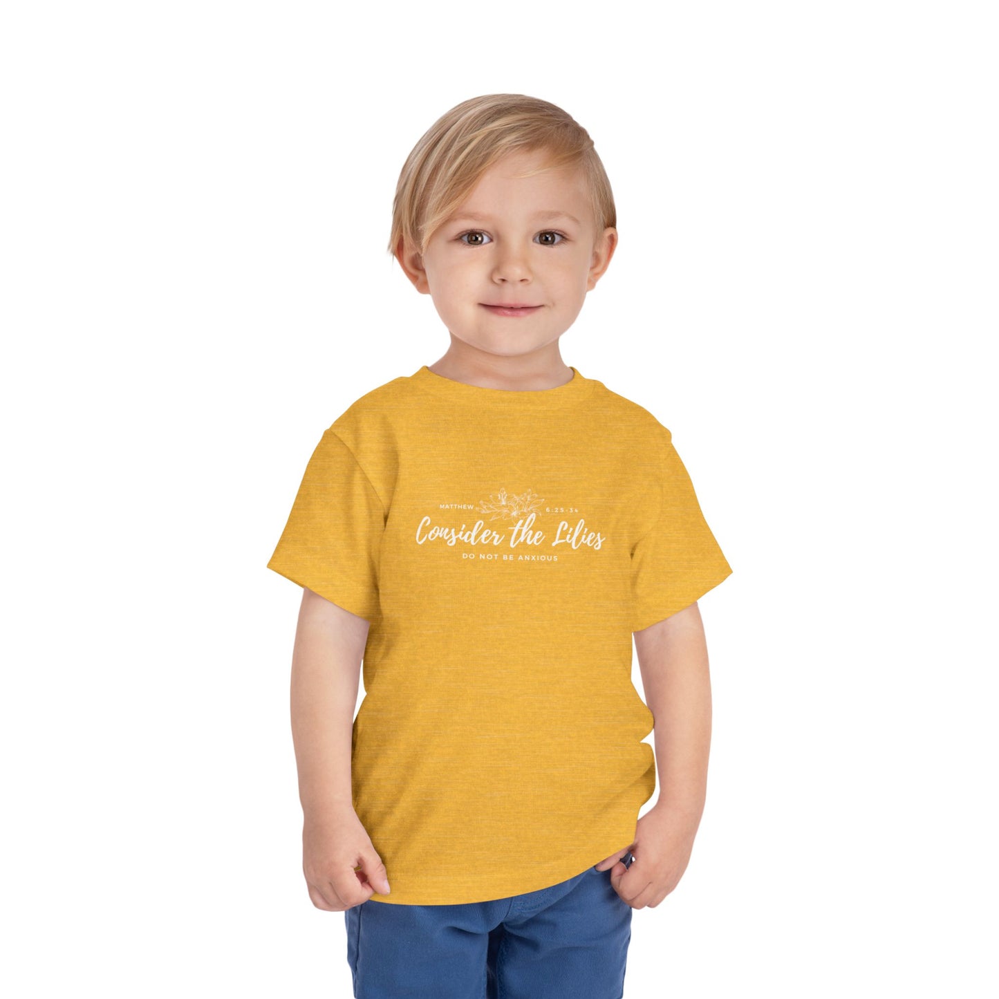 Bella + Canvas Toddler Inspirational Tee - "Consider the Lilies" - Cute Kids Shirt, Birthday Gift, Everyday Wear, Family Matching, Nature Lover