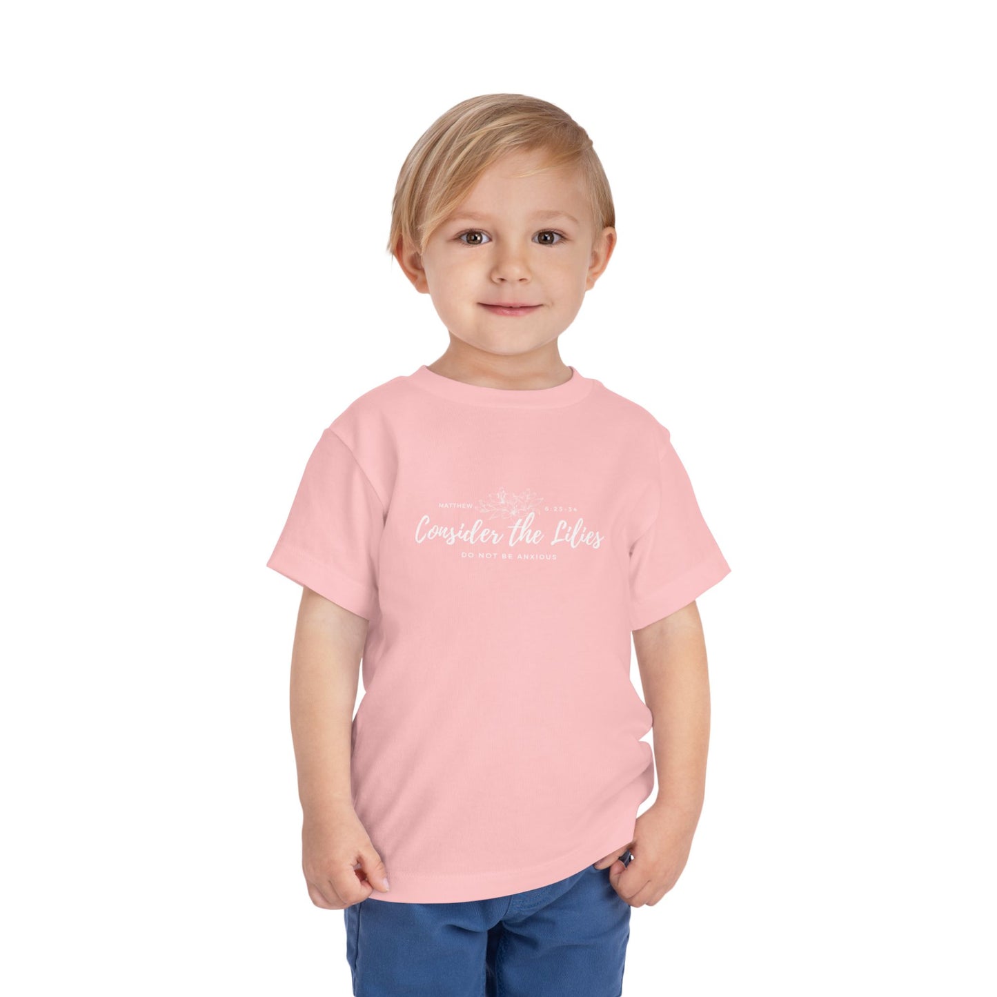 Bella + Canvas Toddler Inspirational Tee - "Consider the Lilies" - Cute Kids Shirt, Birthday Gift, Everyday Wear, Family Matching, Nature Lover