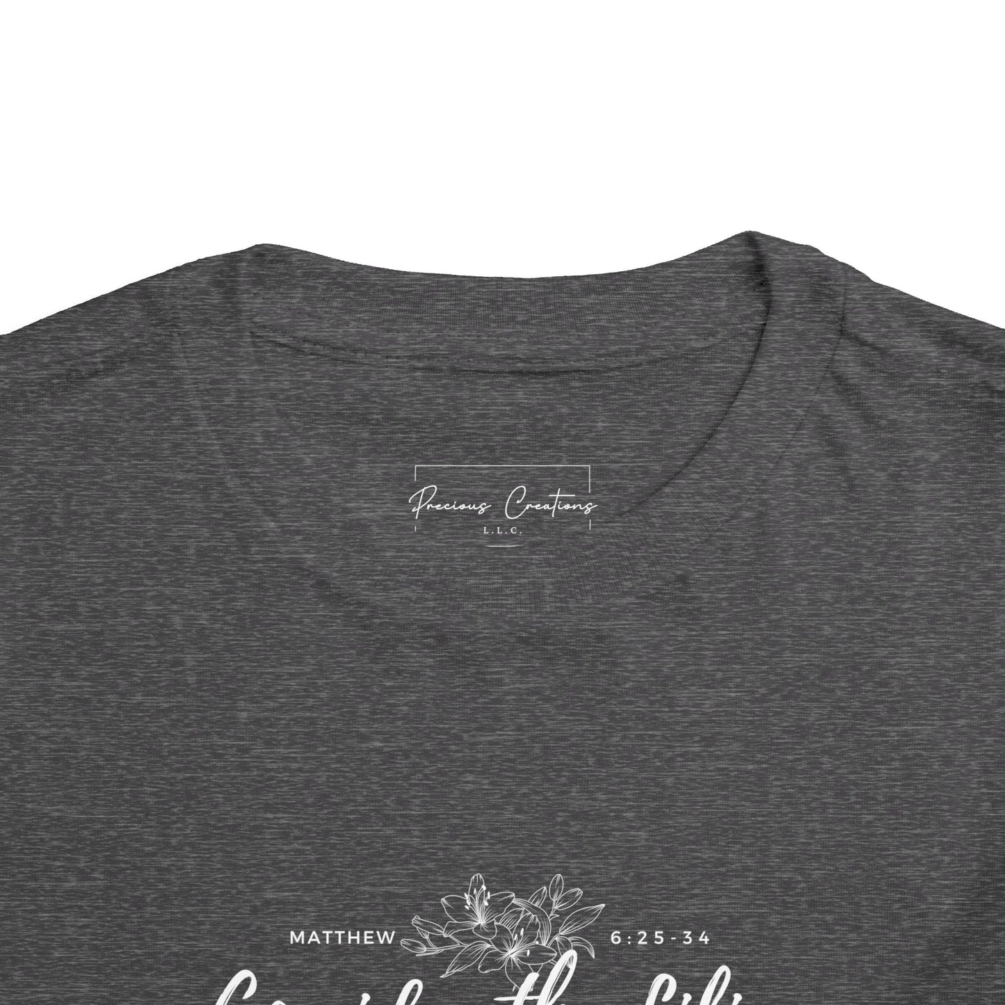 Bella + Canvas Toddler Inspirational Tee - "Consider the Lilies" - Cute Kids Shirt, Birthday Gift, Everyday Wear, Family Matching, Nature Lover