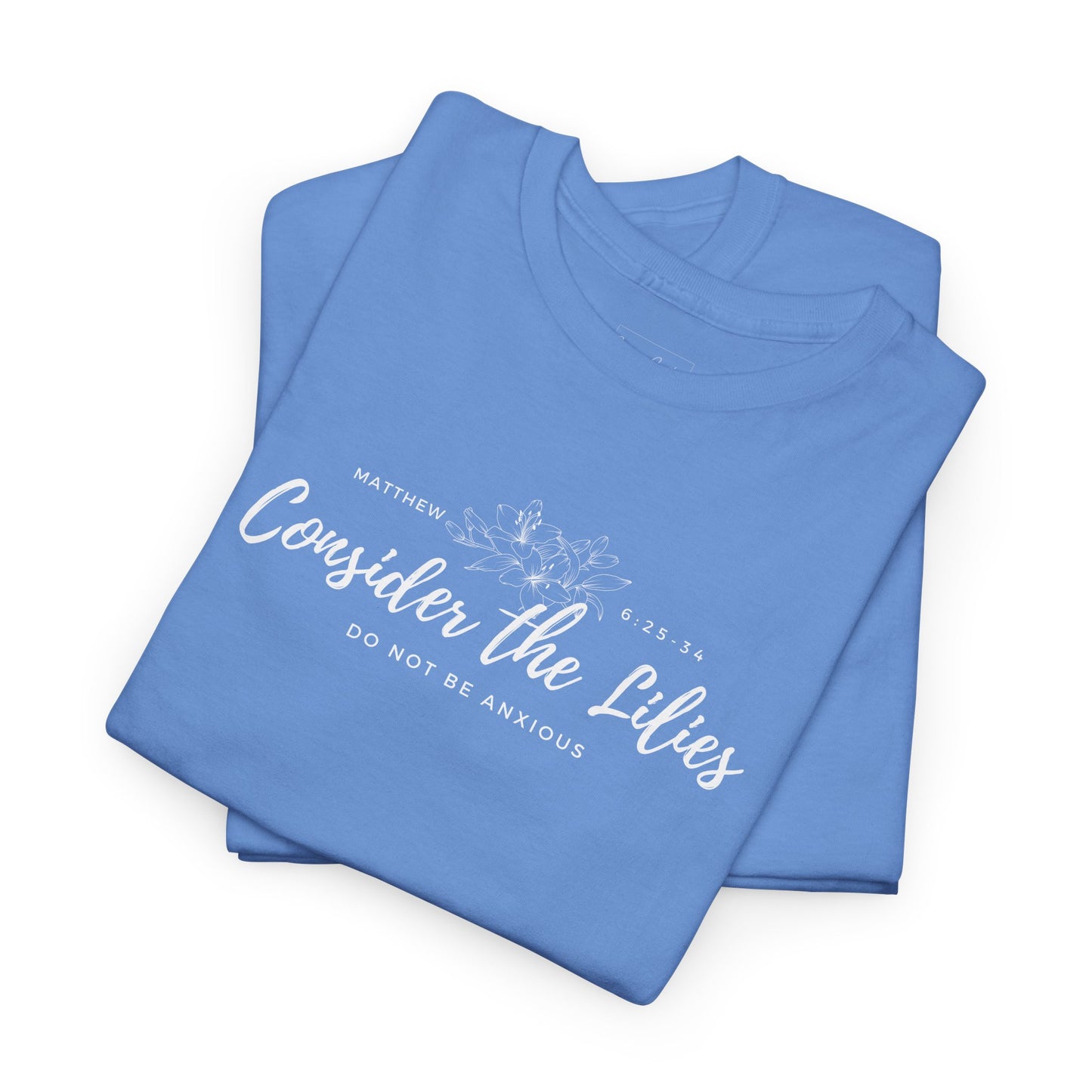 Gildan Unisex Heavy Cotton Tee with 'Consider the Lilies' Design | Casual Wear, Gifts, Inspirational Apparel, Everyday Comfort