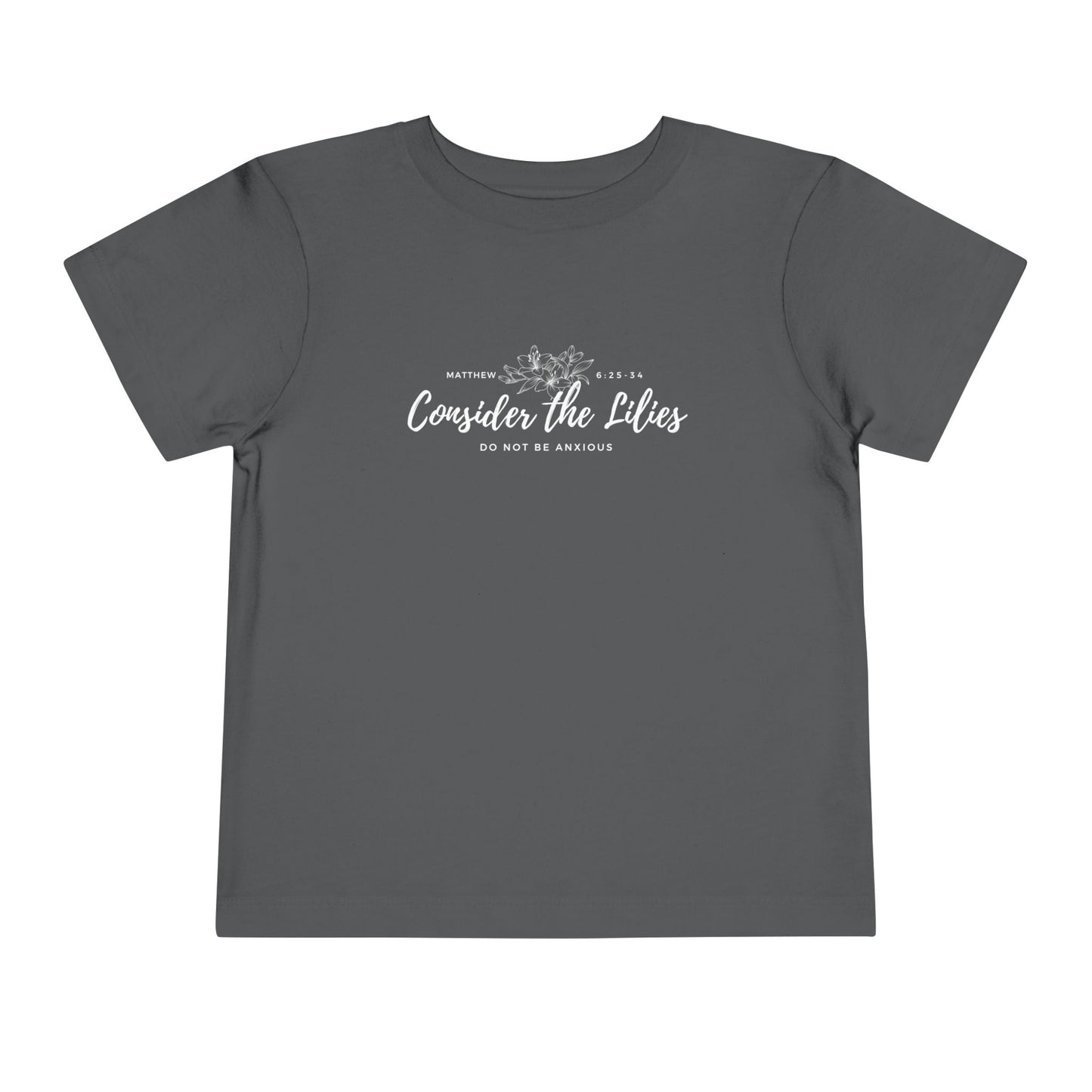 Bella + Canvas Toddler Inspirational Tee - "Consider the Lilies" - Cute Kids Shirt, Birthday Gift, Everyday Wear, Family Matching, Nature Lover