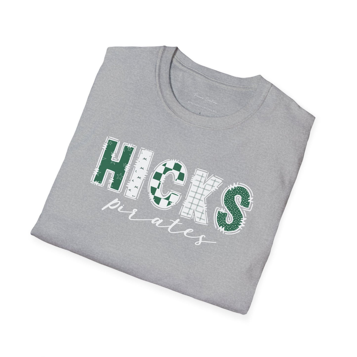 Gildan Hicks Pirates Unisex Softstyle T-Shirt, Cute Graphic Tee, Team Spirit Shirt, Casual Wear, Gift for Fans