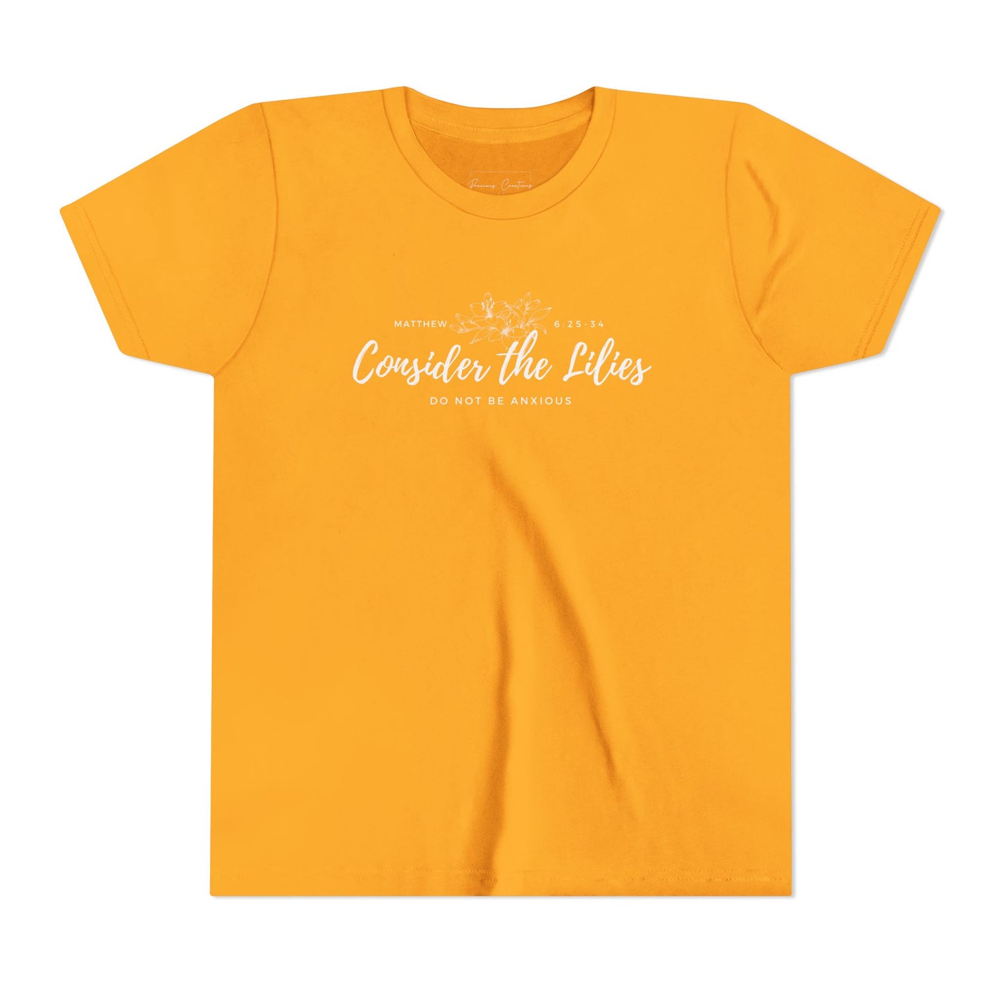 Bella + Canvas Consider the Lilies Youth Tee, Inspirational Kids Shirt, Motivational T-Shirt, Spring Gift, Nature Lover Clothing