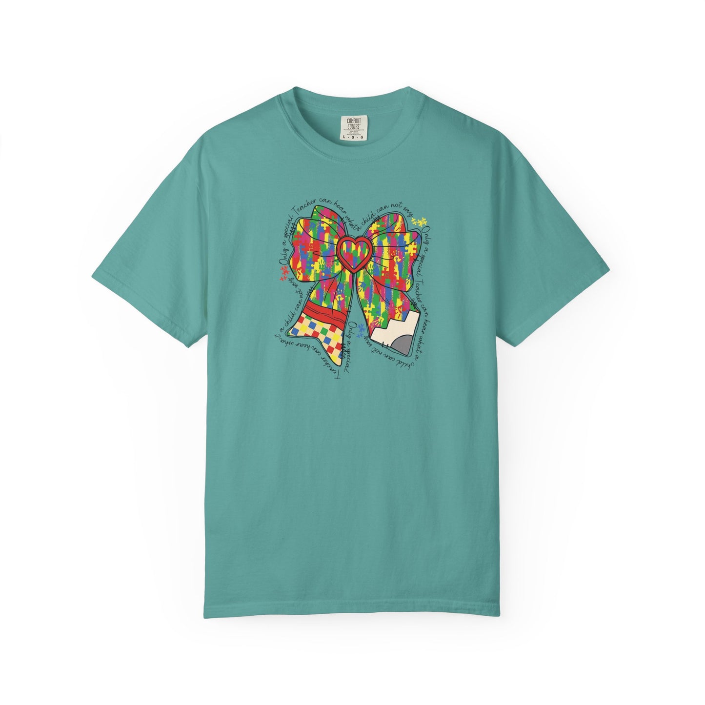 Comfort Colors Special Education Bow T-Shirt , Unisex Garment-Dyed Tee, Casual Wear, Gift for Her, Holiday Apparel