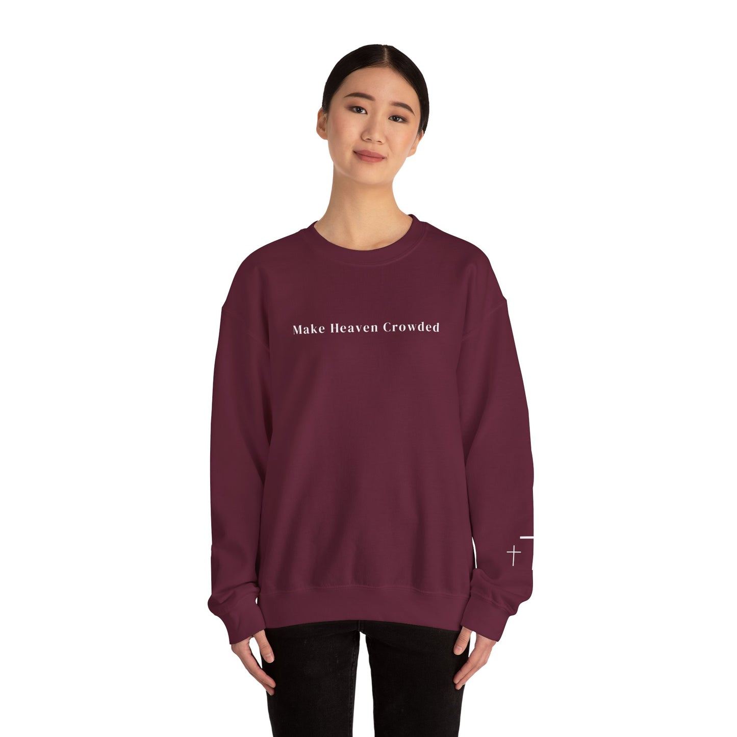 Gildan Make Heaven Crowded Minimalist Inspirational Crewneck Sweatshirt | Unisex, Cozy Fashion, Gift for Her, Casual Wear, Comfort Sweatshirt