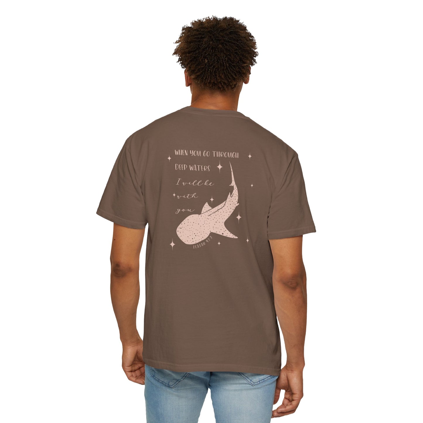 Gordy Fundraiser- Comfort Colors Isaiah 43:2 I will be with you Whale-Inspired Unisex T-shirt, Ocean Lover Gift, Casual Wear, Nature-Inspired Apparel, Perfect for Summer and Vacations