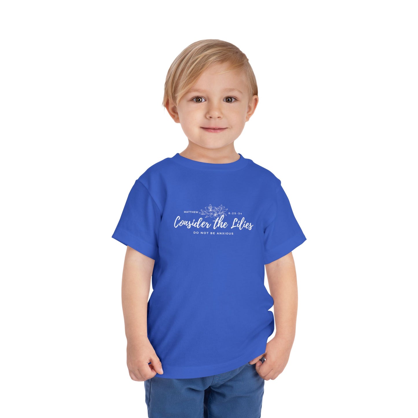 Bella + Canvas Toddler Inspirational Tee - "Consider the Lilies" - Cute Kids Shirt, Birthday Gift, Everyday Wear, Family Matching, Nature Lover