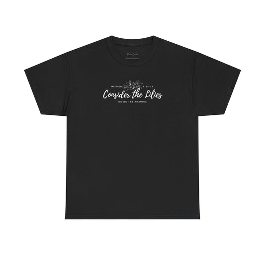 Gildan Unisex Heavy Cotton Tee with 'Consider the Lilies' Design | Casual Wear, Gifts, Inspirational Apparel, Everyday Comfort