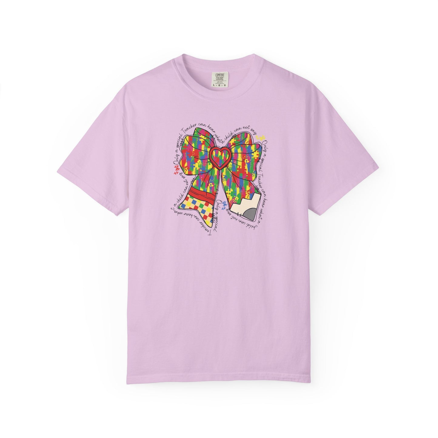 Comfort Colors Special Education Bow T-Shirt , Unisex Garment-Dyed Tee, Casual Wear, Gift for Her, Holiday Apparel
